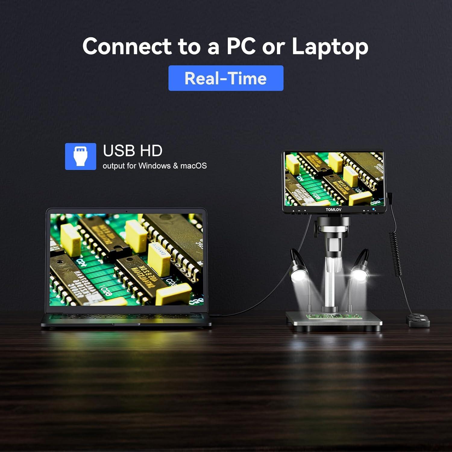 Microscopio Digital TOMLOV DM9 12MP 1080P 1200X Plata