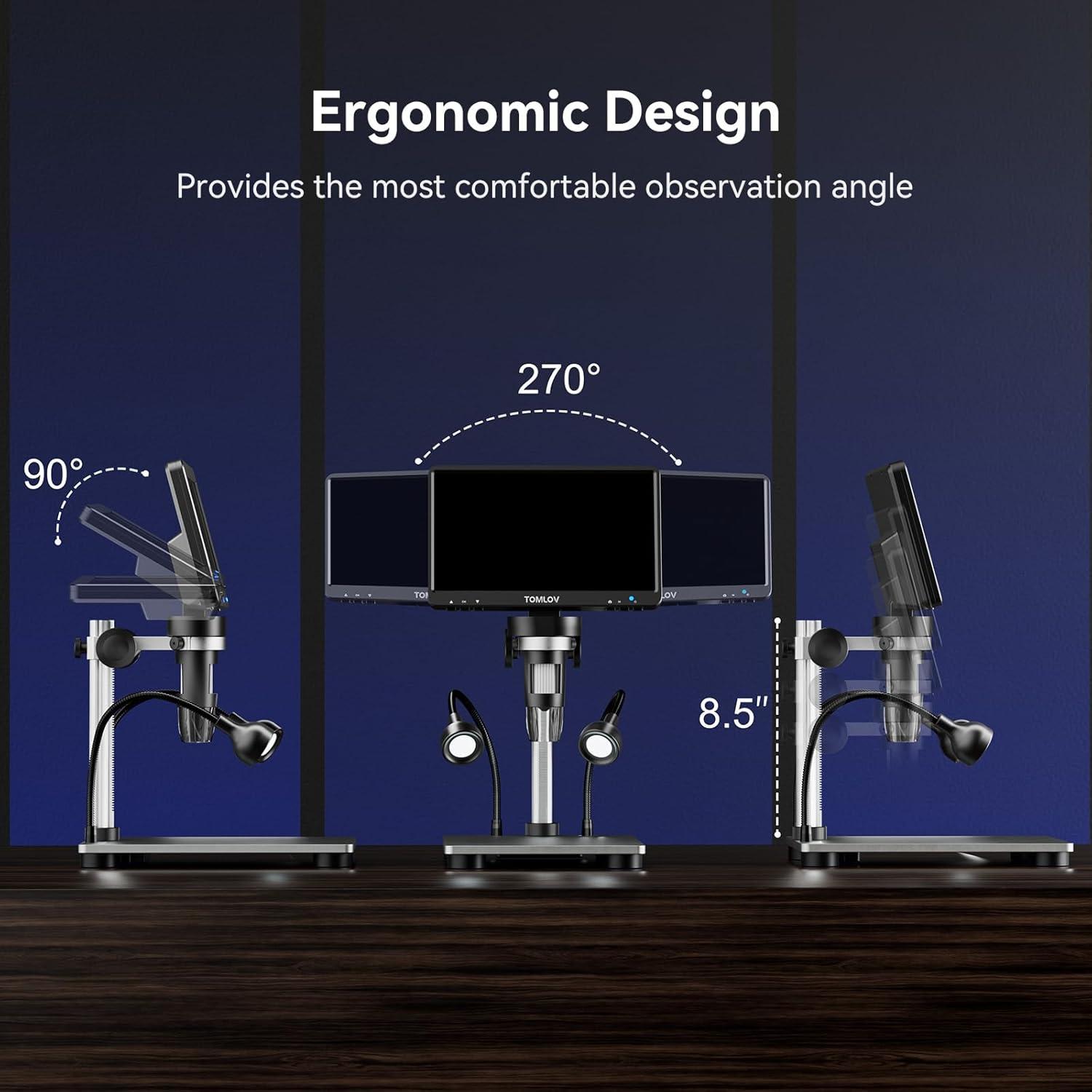 Microscopio Digital TOMLOV DM9 12MP 1080P 1200X Plata