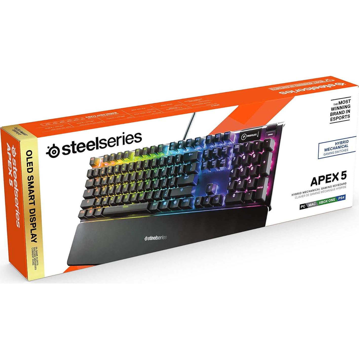 Teclado Mecánico Híbrido SteelSeries Apex 5 RGB USB