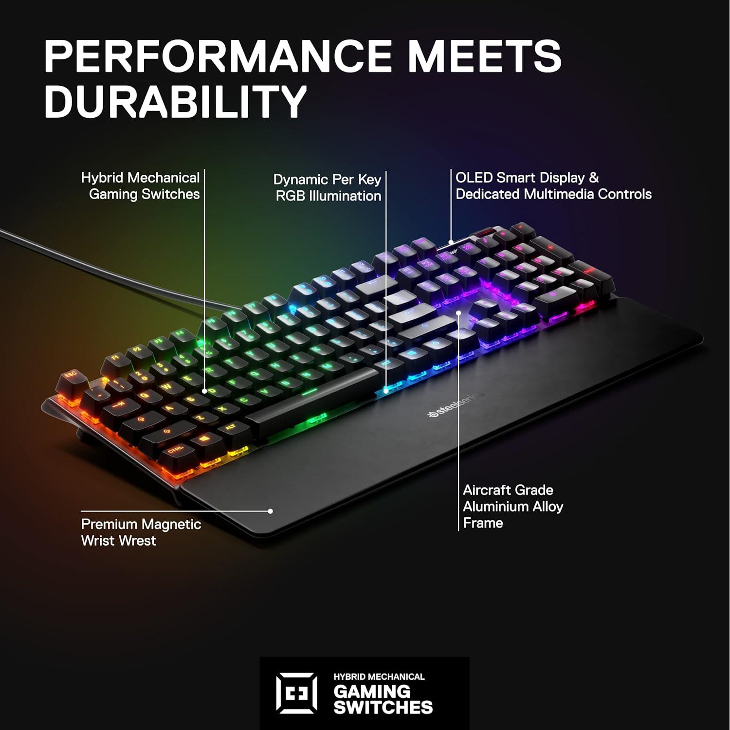 Teclado Mecánico Híbrido SteelSeries Apex 5 RGB USB
