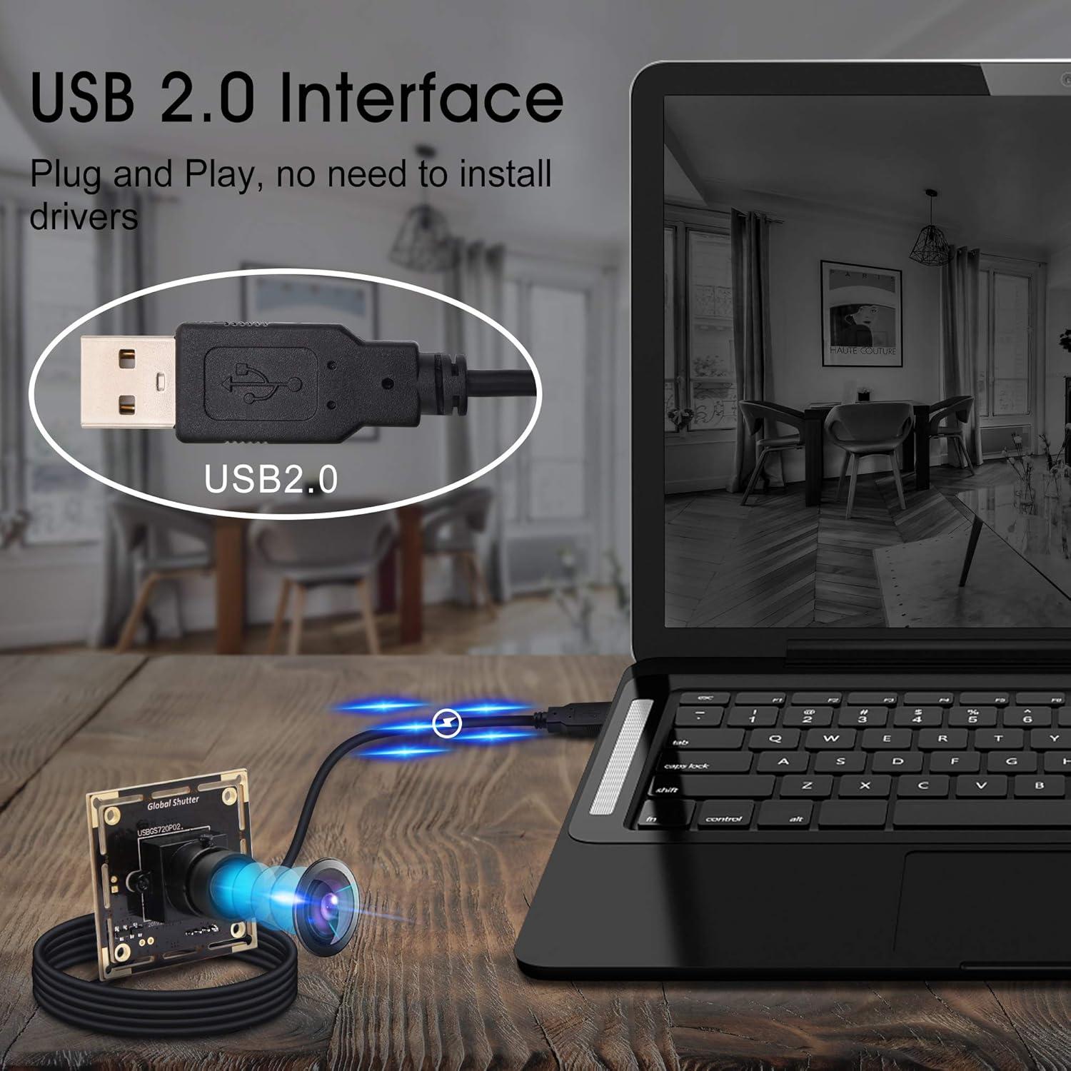 Cámara USB IFWATER 720P Obturador Global 60fps Lente 100°