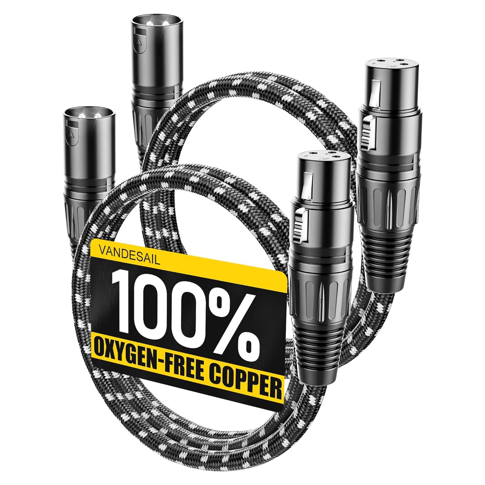 Cables XLR VANDESAIL 3 Pies Macho a Hembra - 2 Paquete