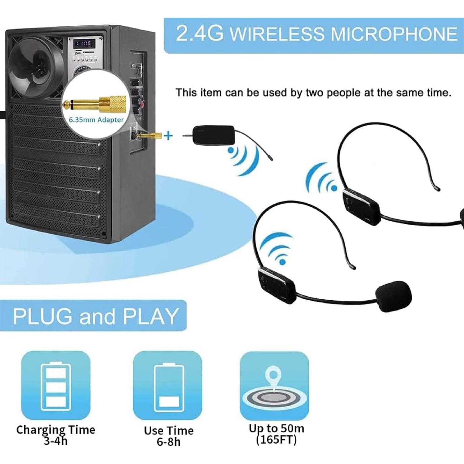 Sistema de Micrófono Inalámbrico 2.4G MICVISTA para 2 Personas