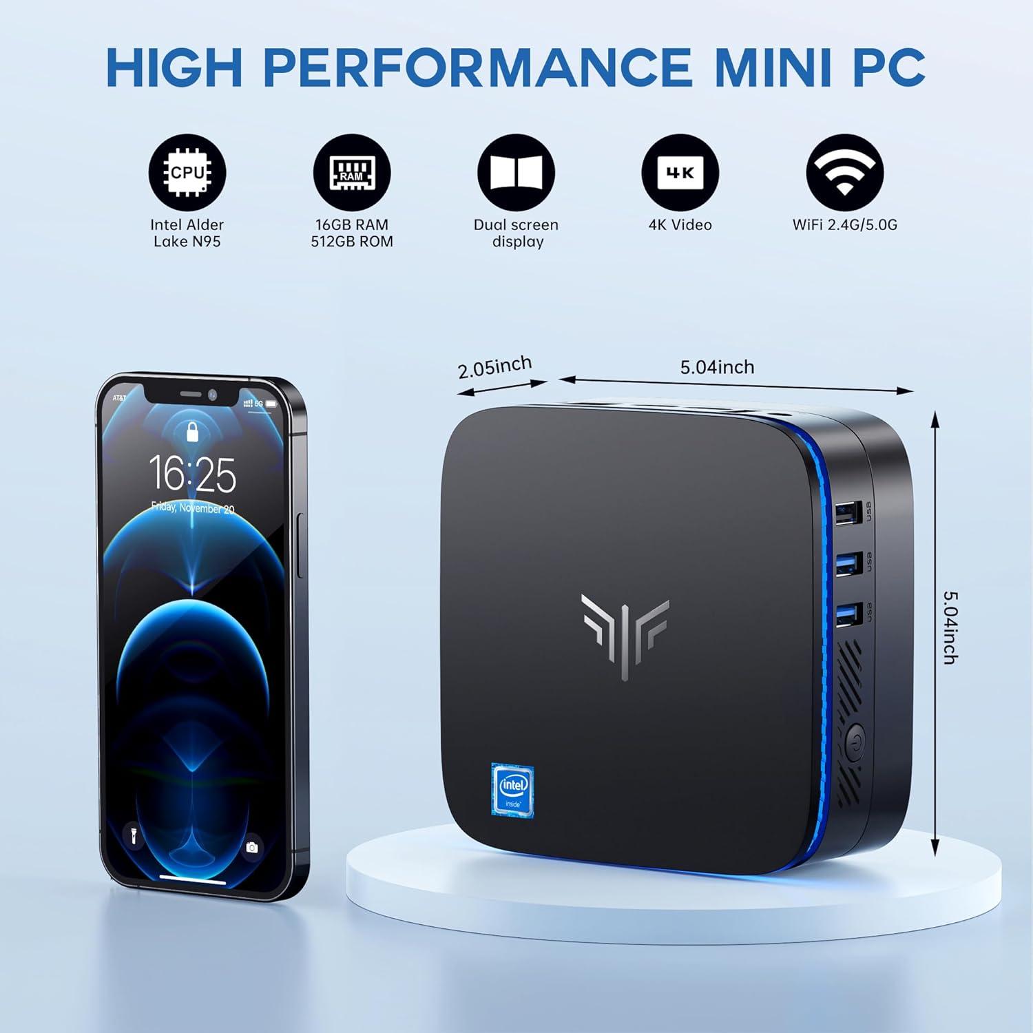 Mini PC KAMRUI AK1 Plus 16GB RAM 512GB SSD 4K HDMI