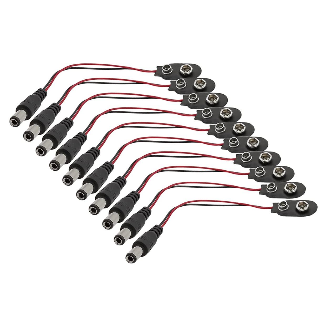 10 Clips de Batería 9V HiLetgo Tipo I con Conector DC 5.5x2.1mm