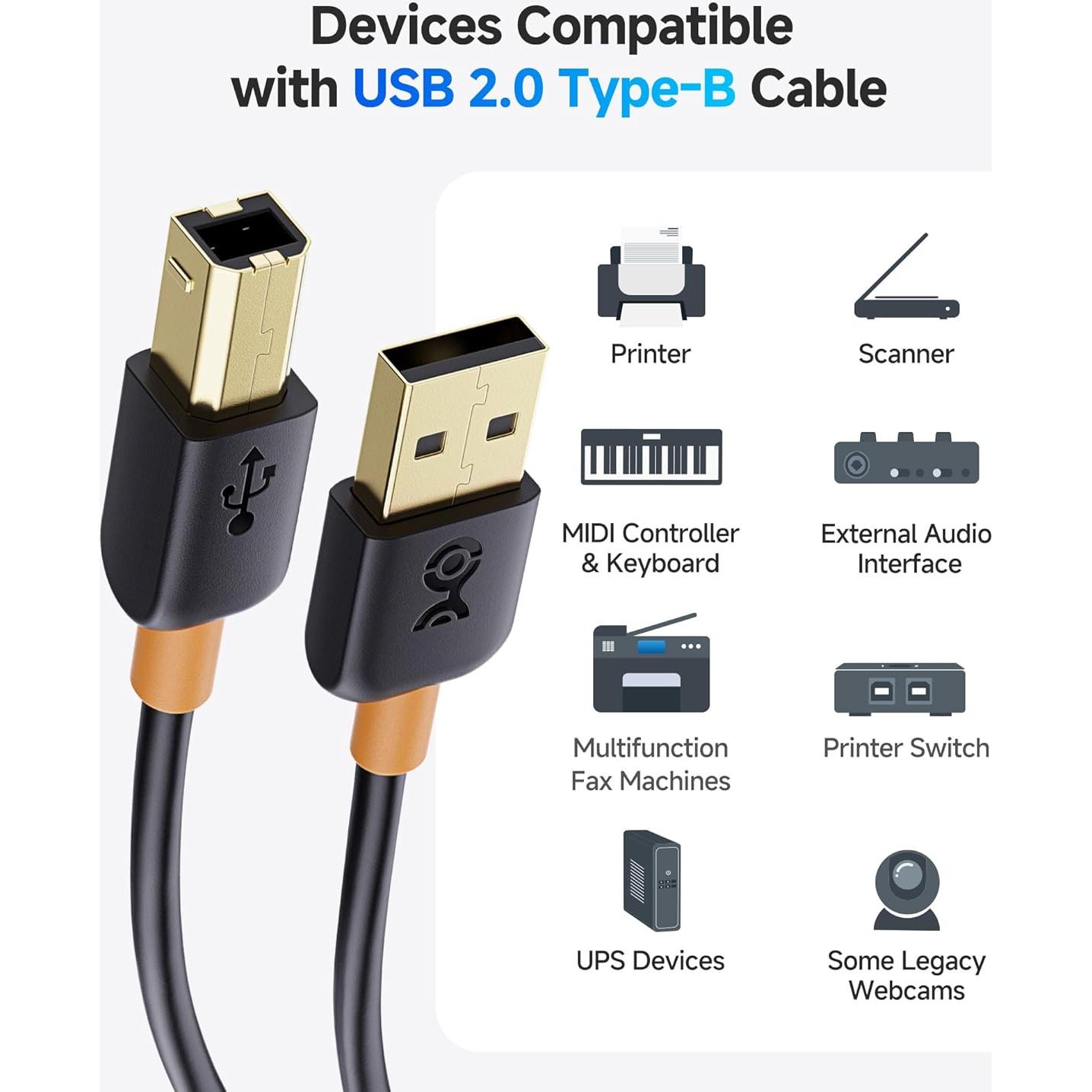 Paquete de 3 Cables USB A a B 4.57m Cable Matters