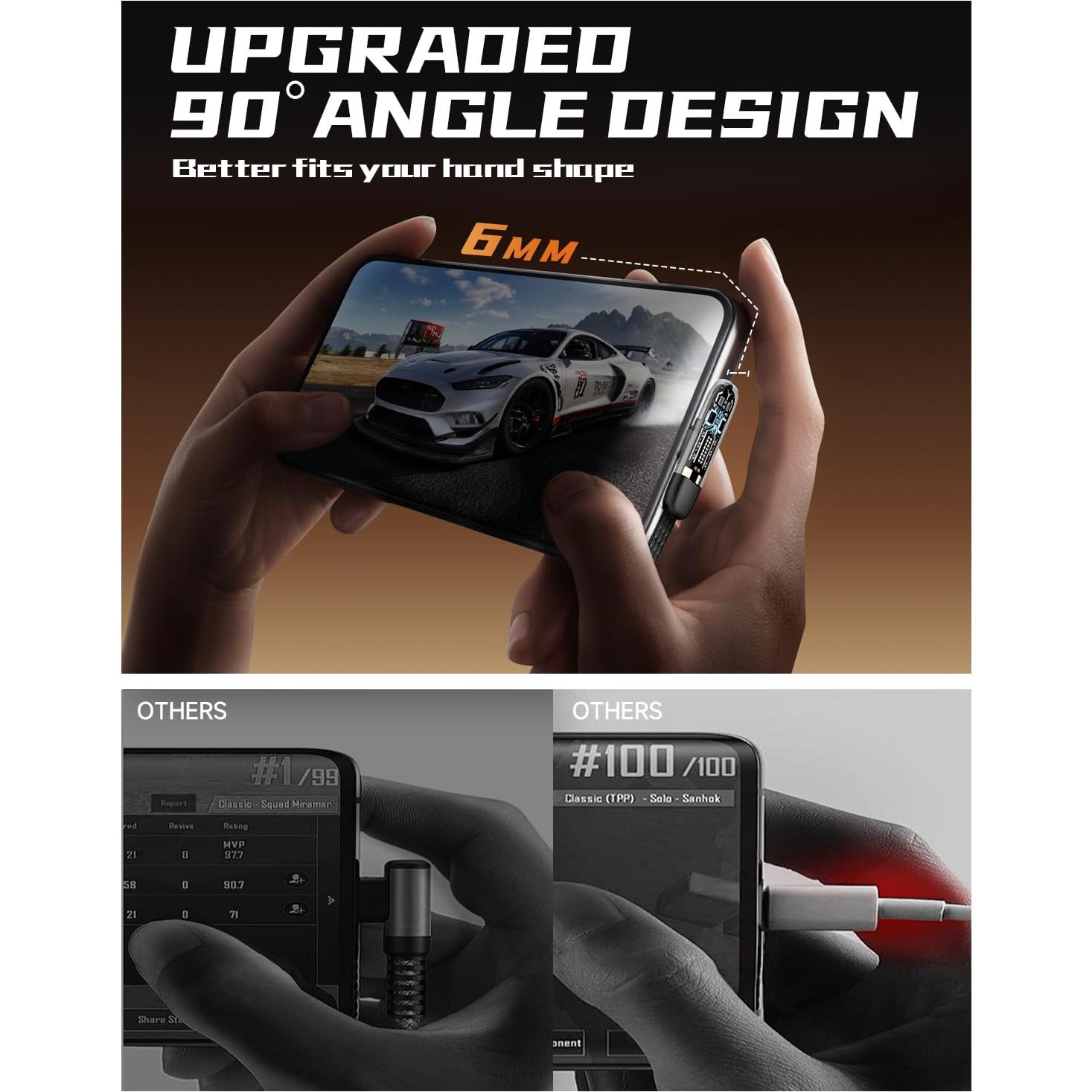 Cable USB C en ángulo recto Smolink 10FT 2-pack carga 100W