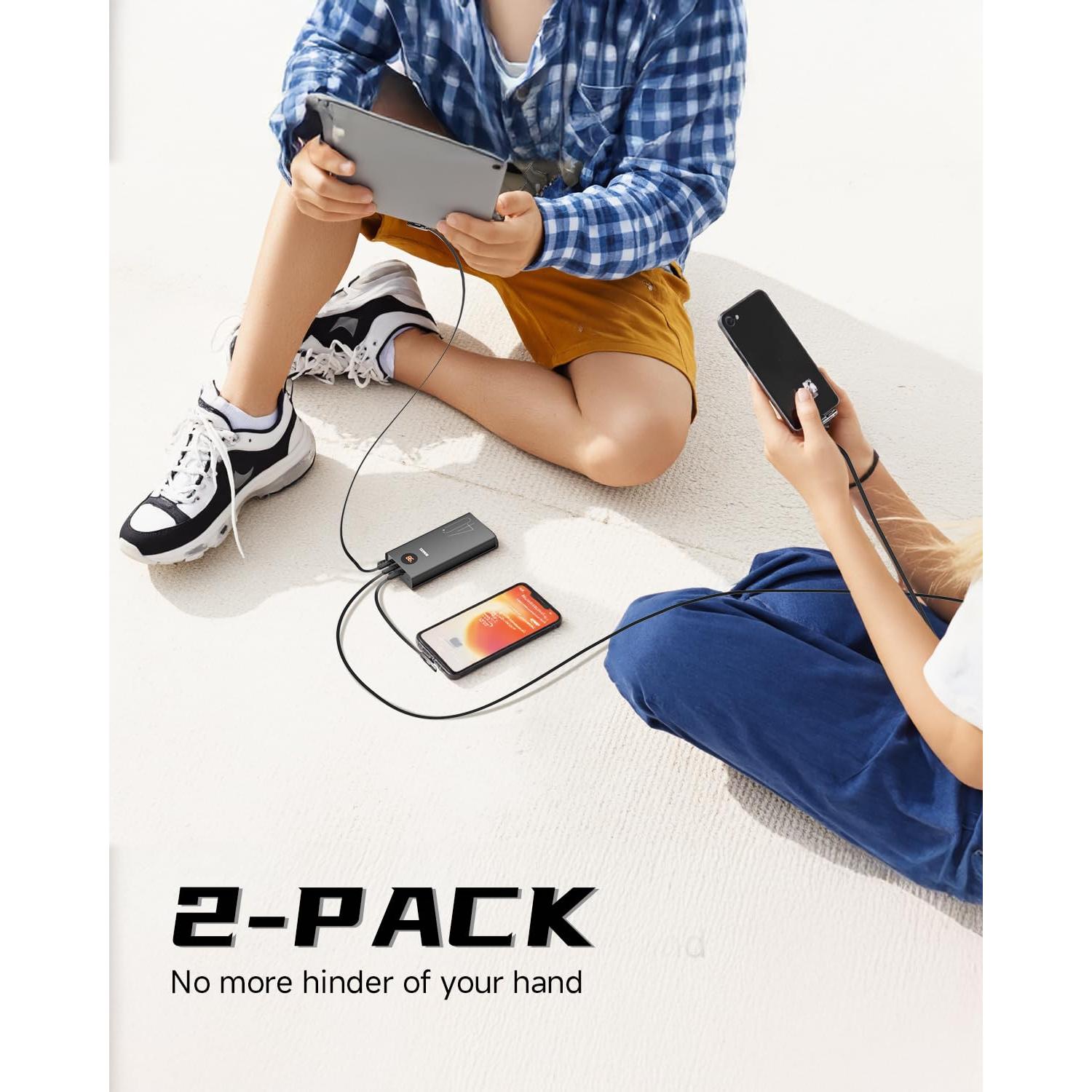 Cable USB C en ángulo recto Smolink 10FT 2-pack carga 100W