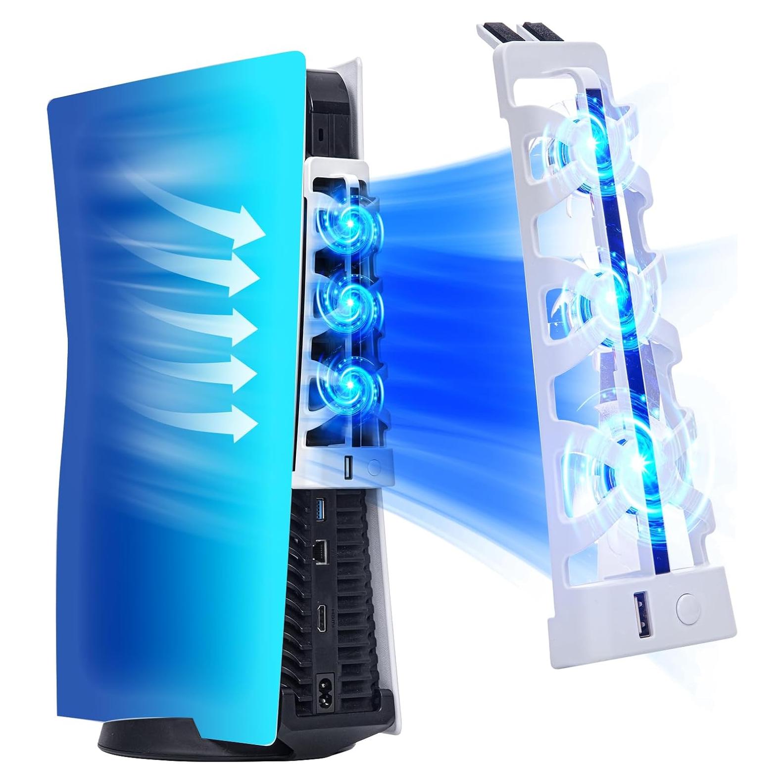 Ventilador de Enfriamiento PS5 NANANINO Blanco con Luz LED