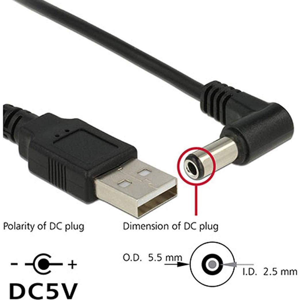 Cable de Carga USB 2.0 Tipo A Macho a 5.5x2.5mm CY 80cm