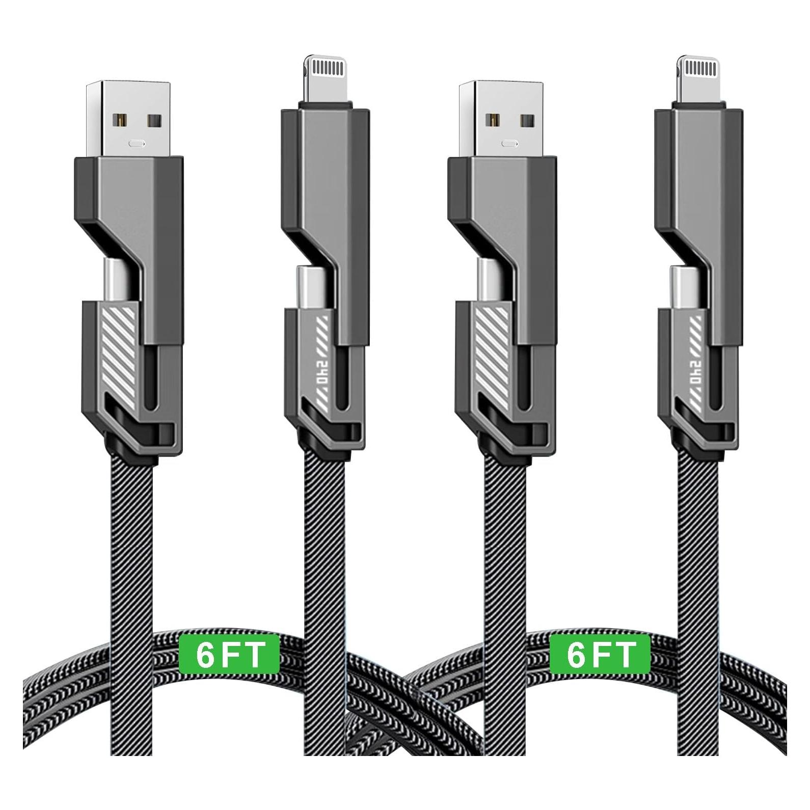 Cable de Carga 4 en 1 Luckinllyy 100W USB-C y USB-A Gris