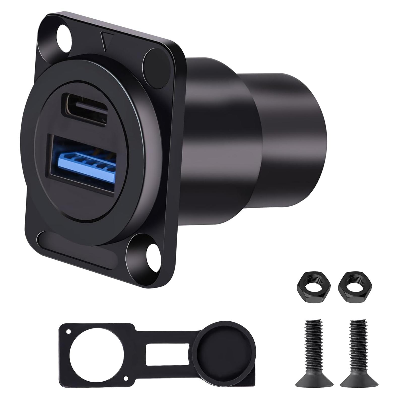 Adaptador de Montaje en Panel USB Doble 3.0 y Tipo C GIASYIEH