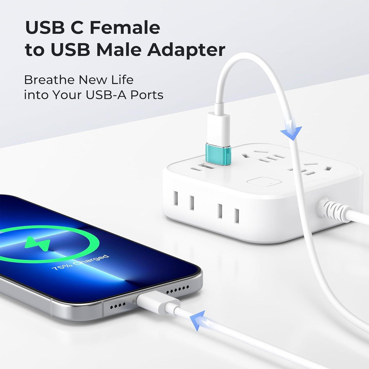 Adaptador USB C a USB A Basesailor Paquete de 3 Verde