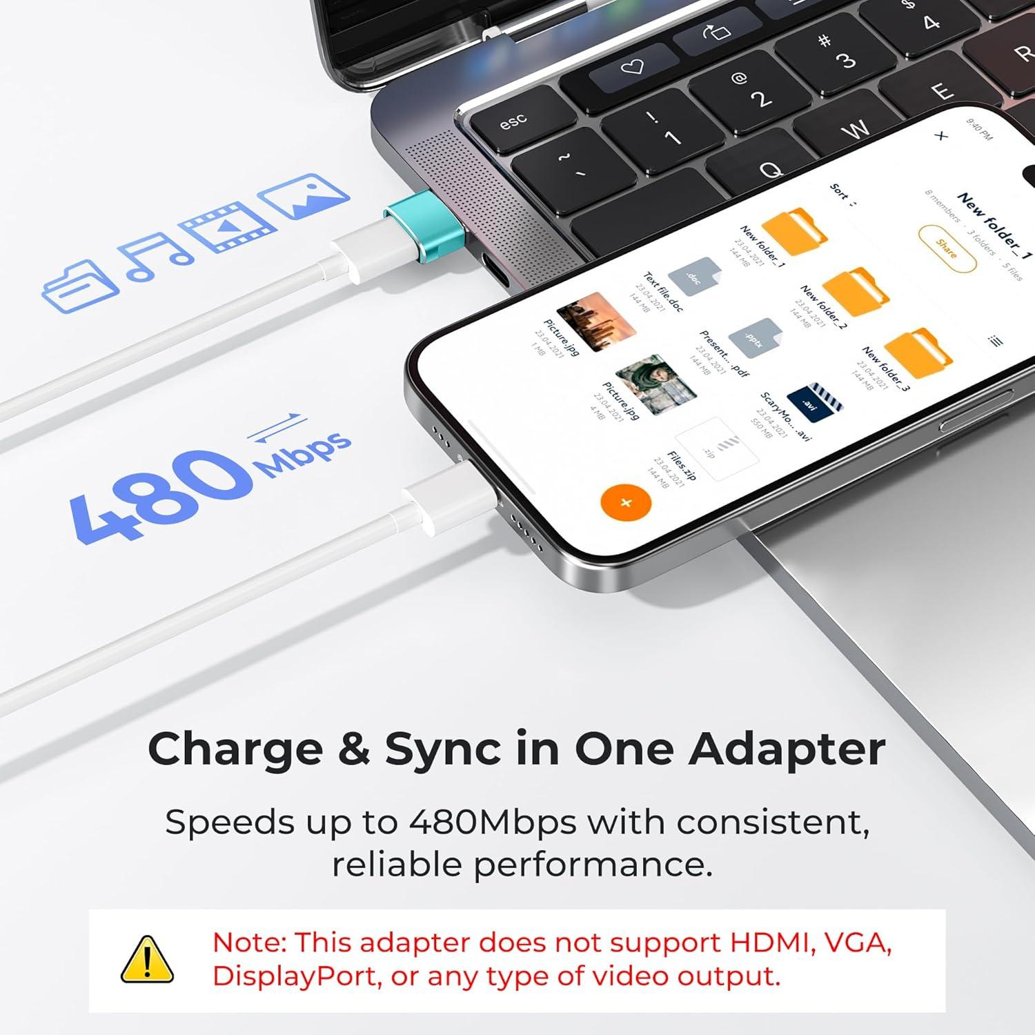 Adaptador USB C a USB A Basesailor Paquete de 3 Verde