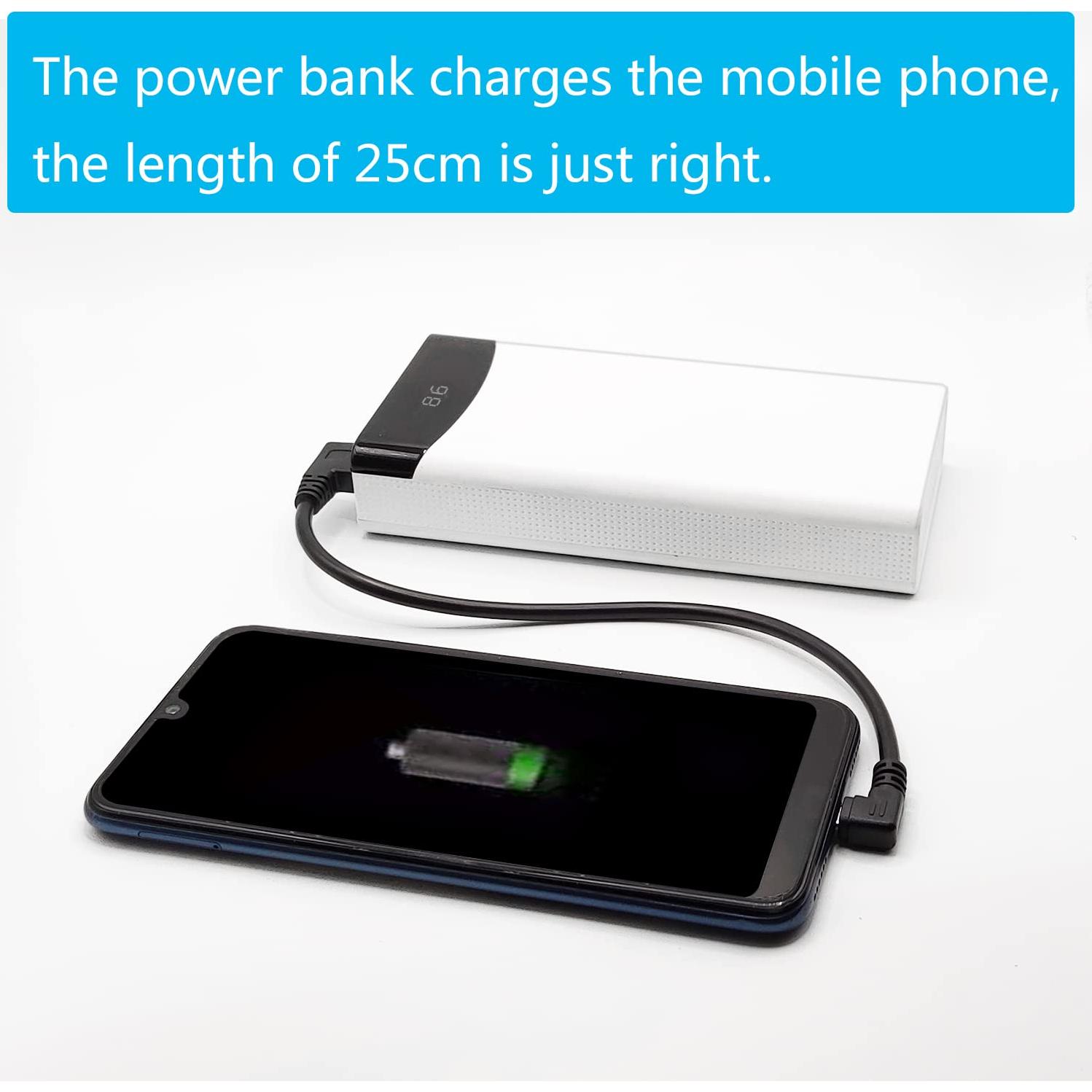 Cable Micro USB 25cm Maixbomr Carga Rápida 2A Ángulo 90°