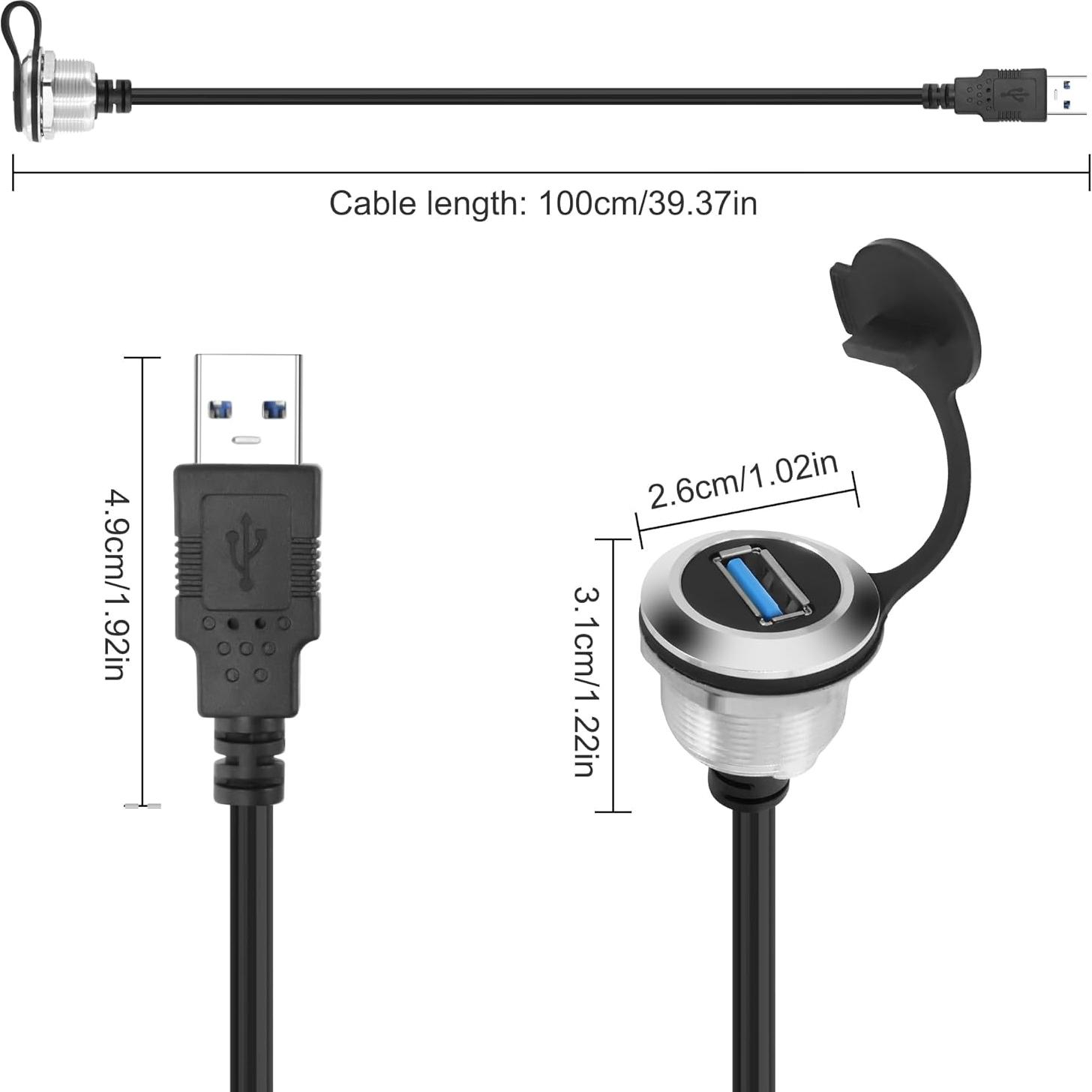 Cable de Montaje en Panel USB 3.0 Yingtuyou 1M Hembra a Macho