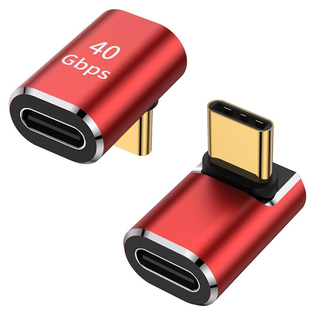 Adaptador USB C 90 Grados AuviPal Rojo - Paquete de 2
