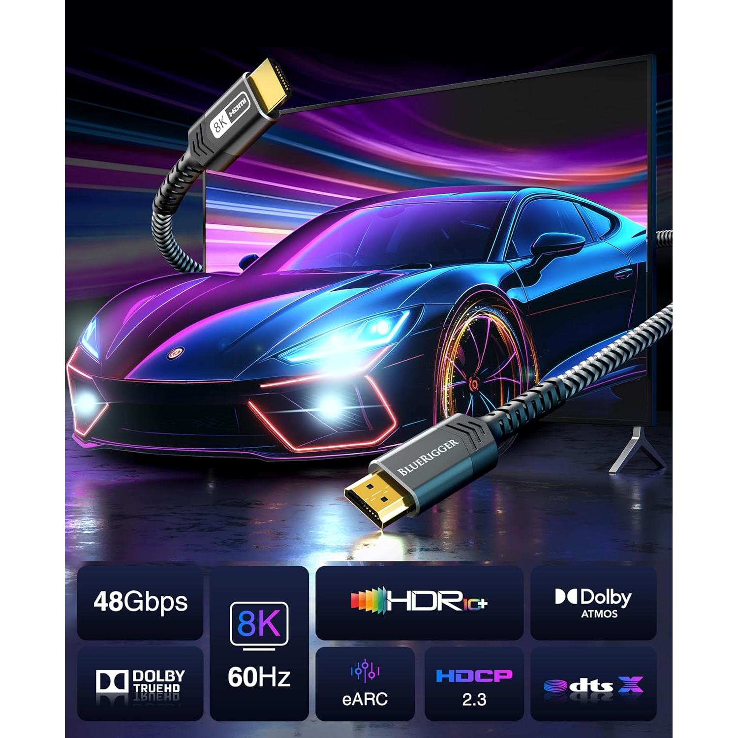 Cable HDMI BlueRigger 8K 1.83M Alta Velocidad 48Gbps