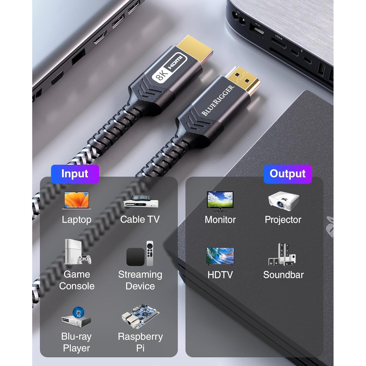 Cable HDMI BlueRigger 8K 1.83M Alta Velocidad 48Gbps