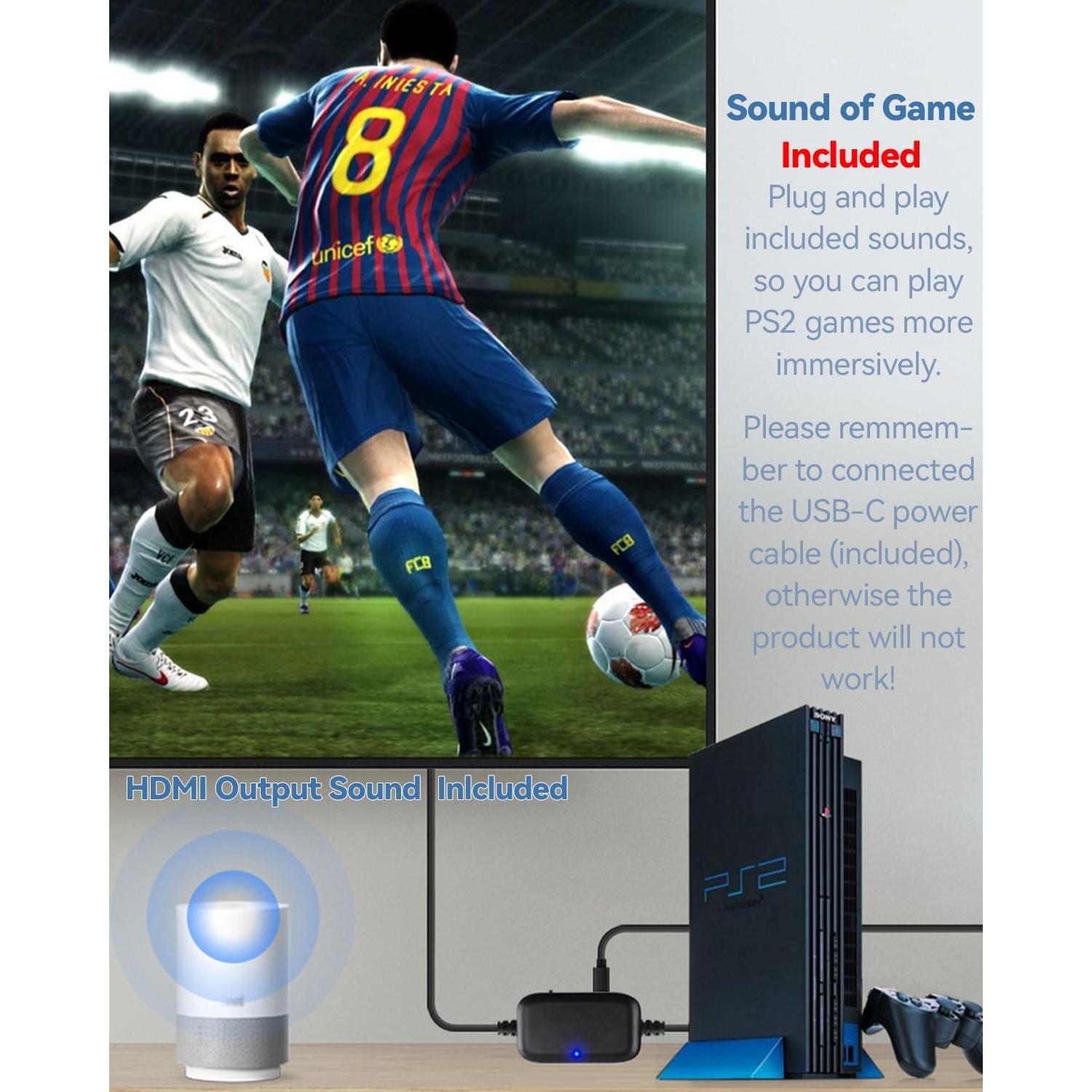 Convertidor HDMI PS2 Herfair 2m - Adaptador S/Video 1080P/720P