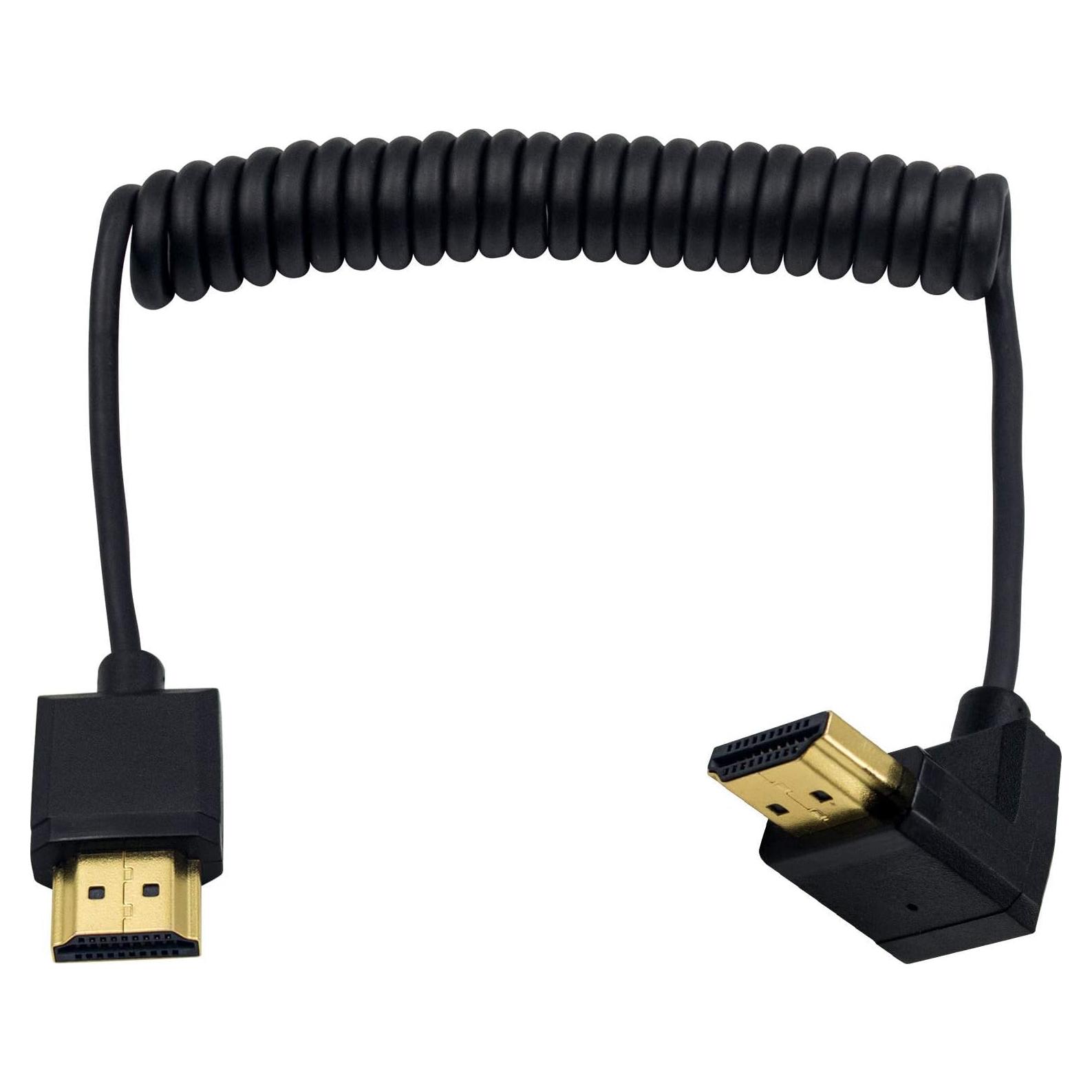 Cable HDMI Enrollado Duttek 1.2M 90 Grados Macho a Macho 4K