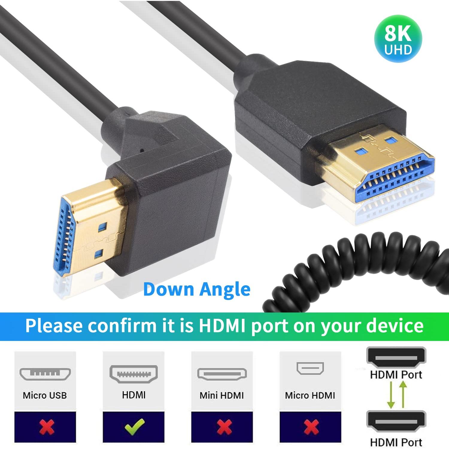 Cable HDMI Enrollado 8K Duttek 1.2M Macho a Macho Ultra Delgado