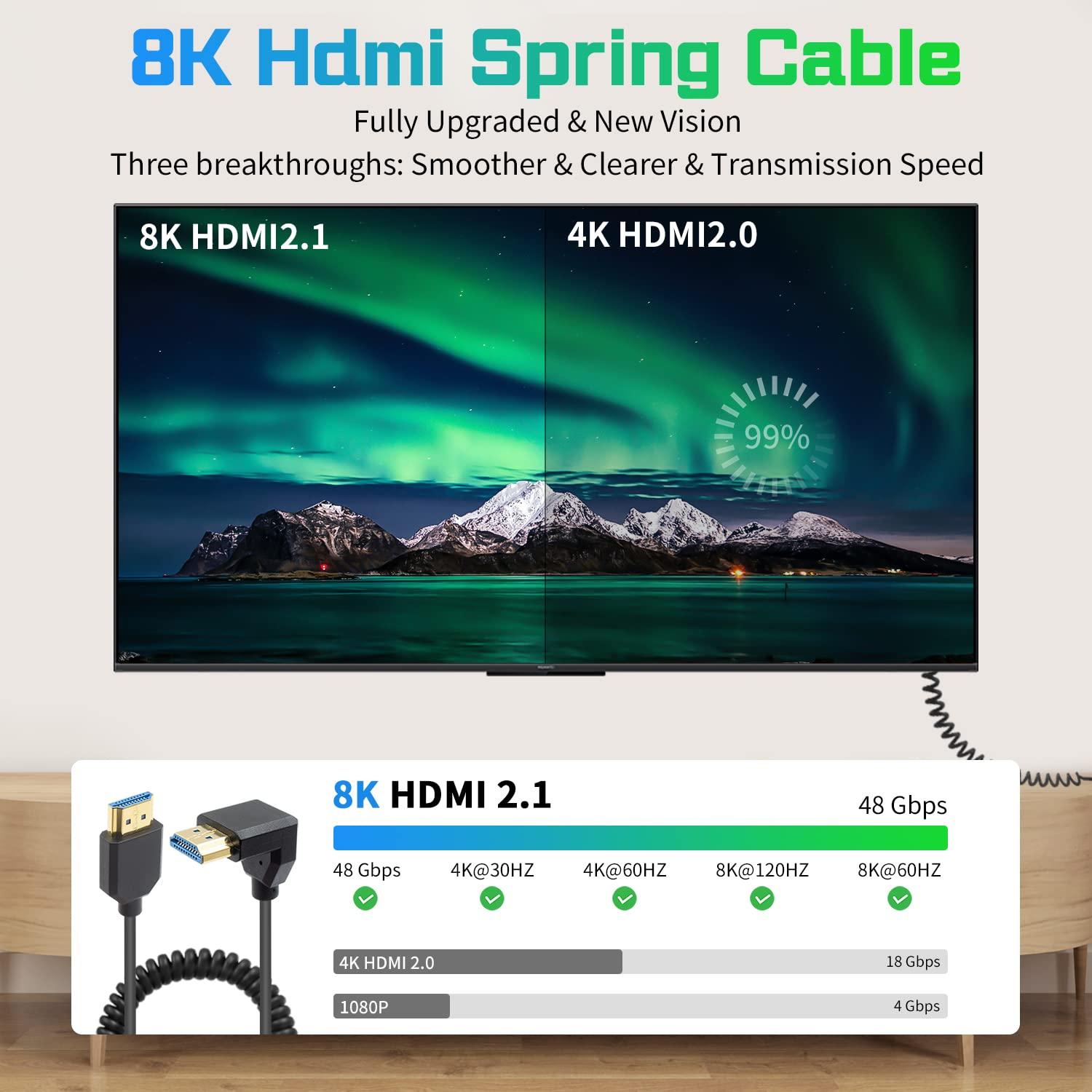 Cable HDMI Enrollado 8K Duttek 1.2M Macho a Macho Ultra Delgado