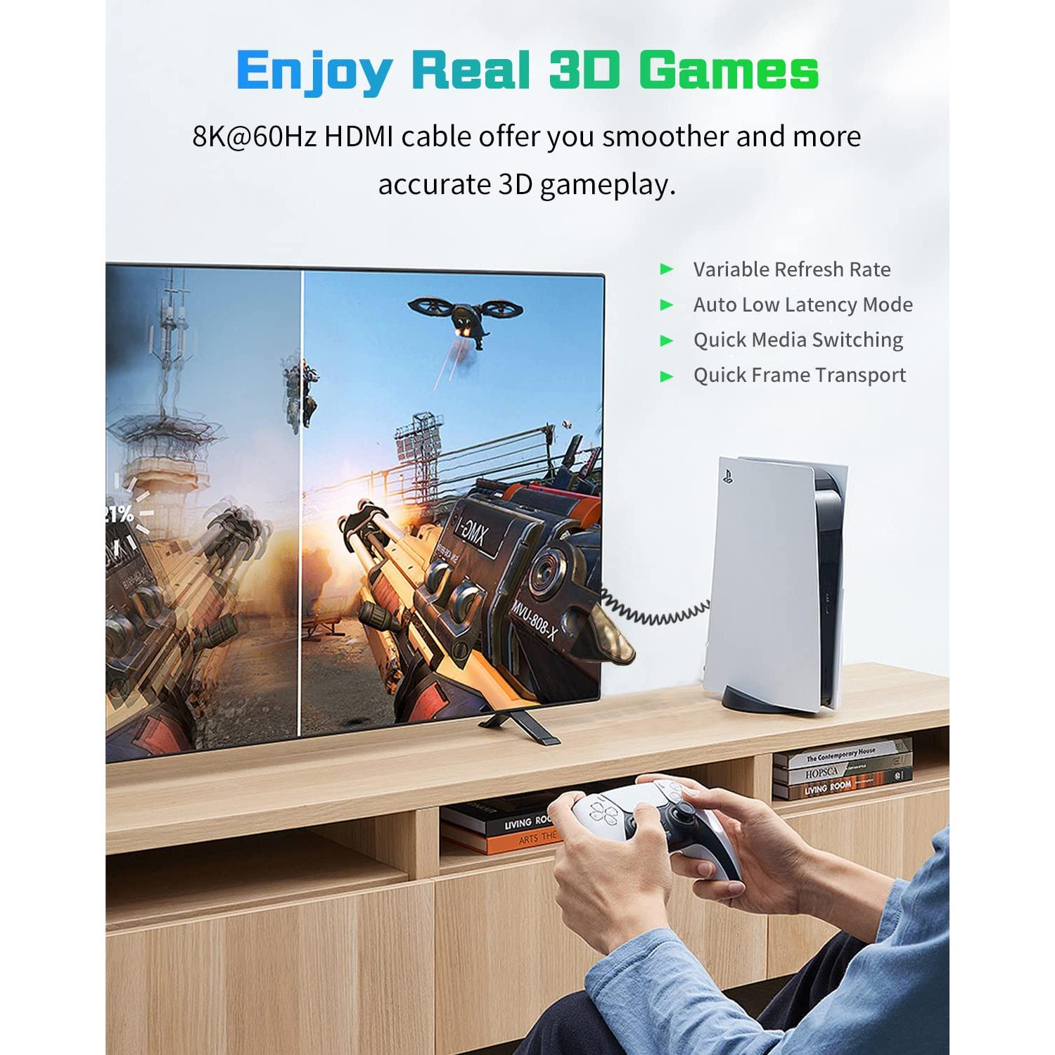 Cable HDMI Enrollado 8K Duttek 1.2M Macho a Macho Ultra Delgado