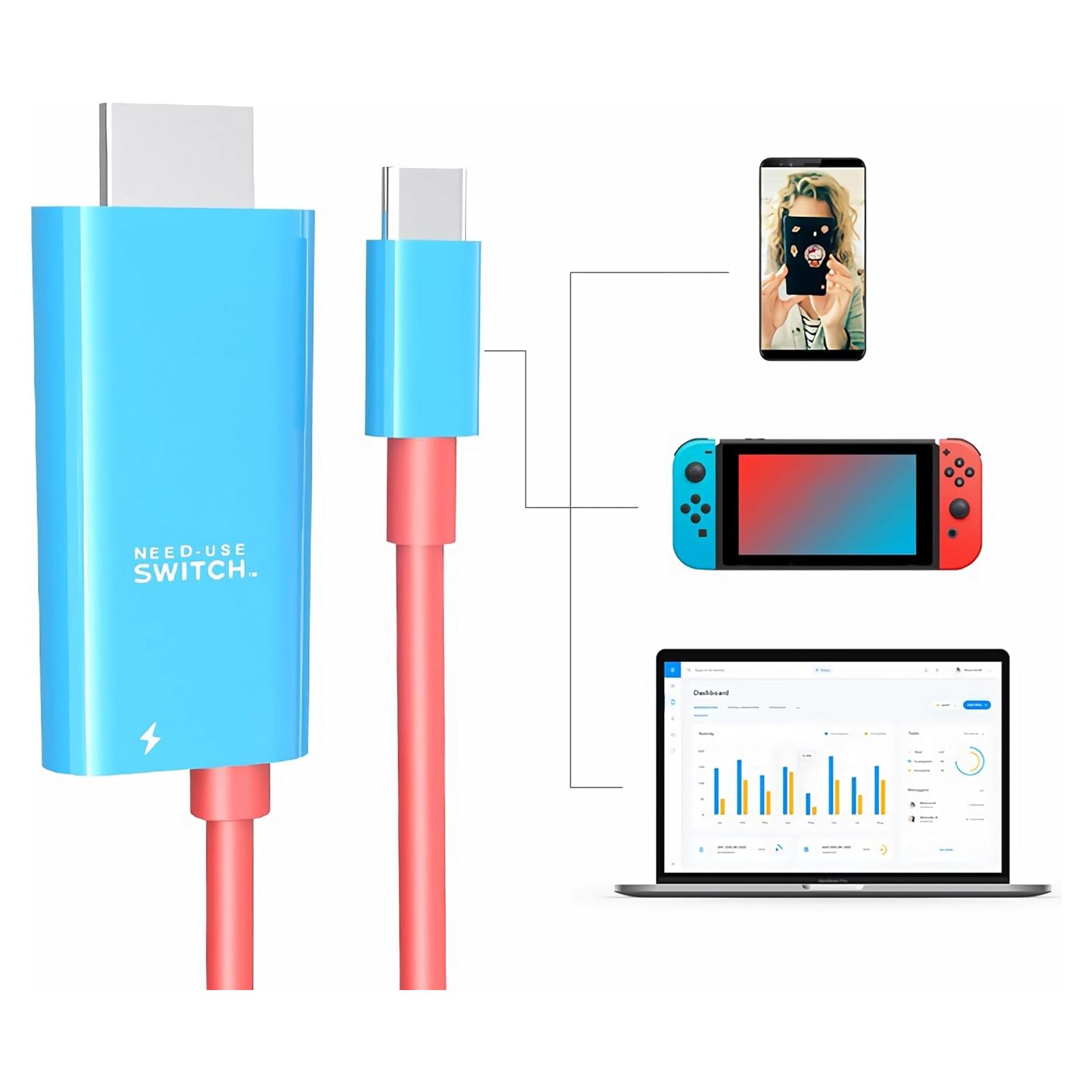 Cable USB-C a HDMI 4K 30Hz CORN para Nintendo Switch