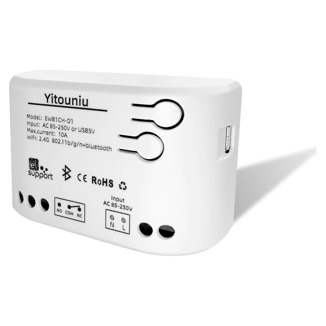 Interruptor Inteligente WiFi Yitouniu 1CH 85-250V Control Remoto
