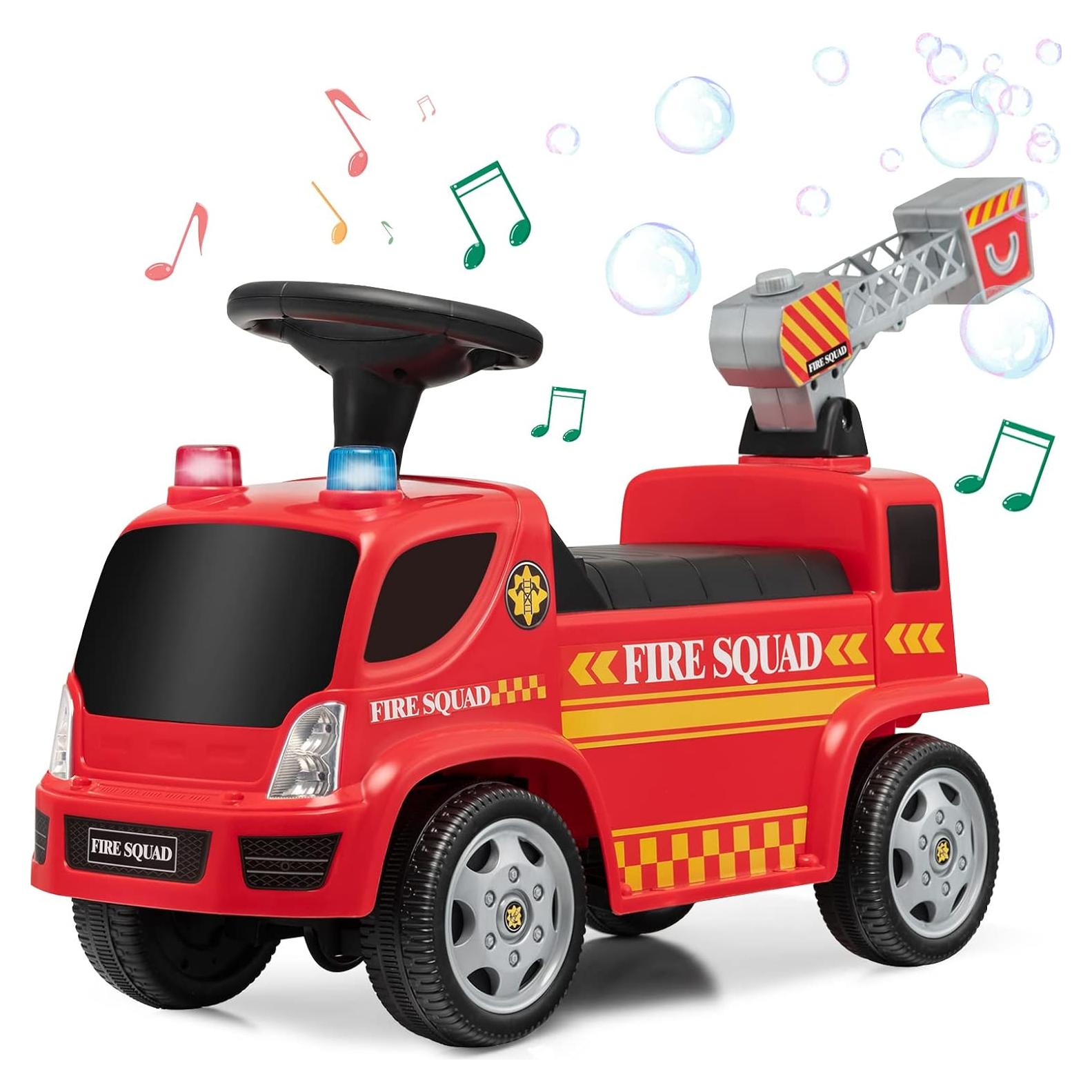 Coche de empuje HONEY JOY camión de bomberos con burbujas