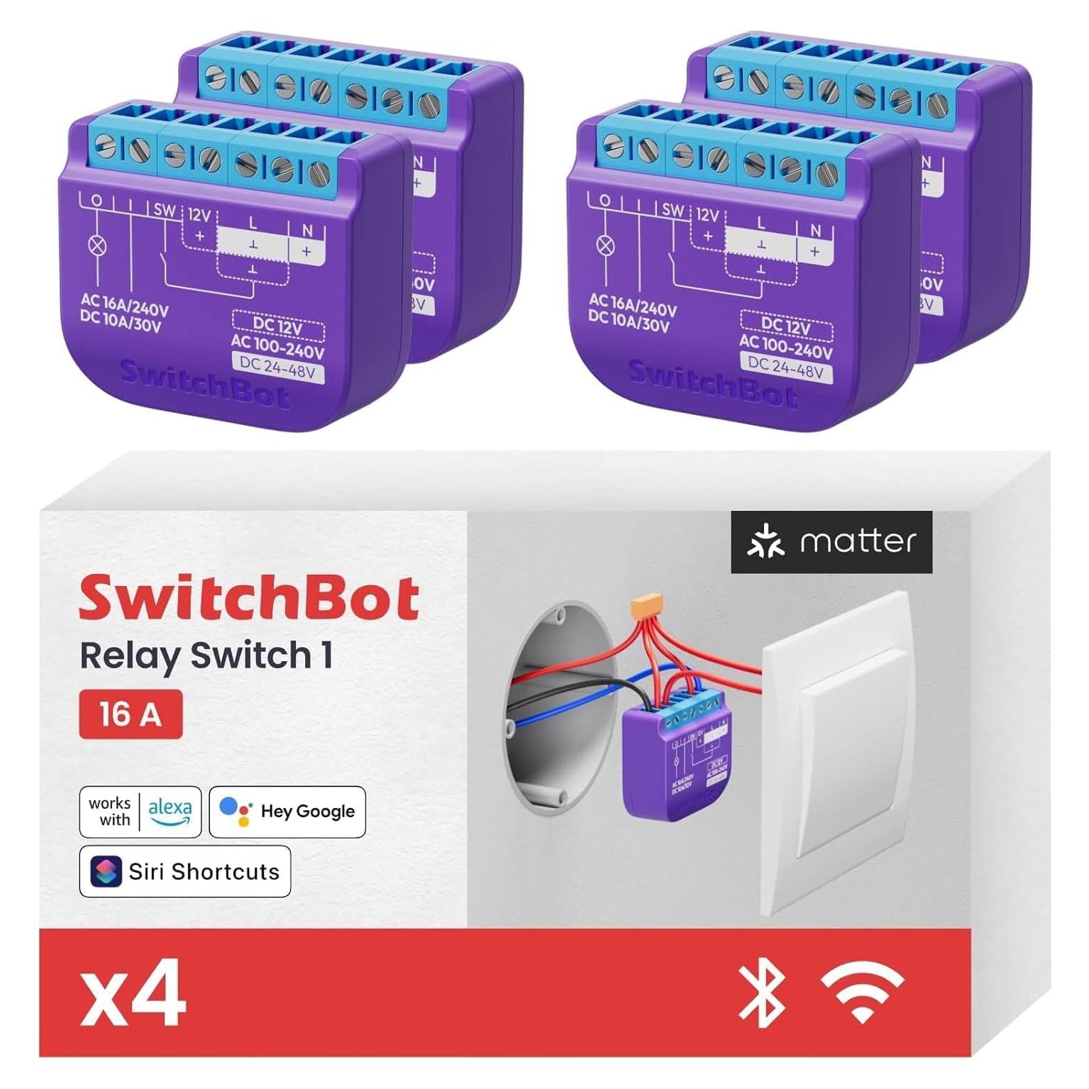 Interruptor Relé Inteligente SwitchBot 4 Pack, Control Wi-Fi y Bluetooth