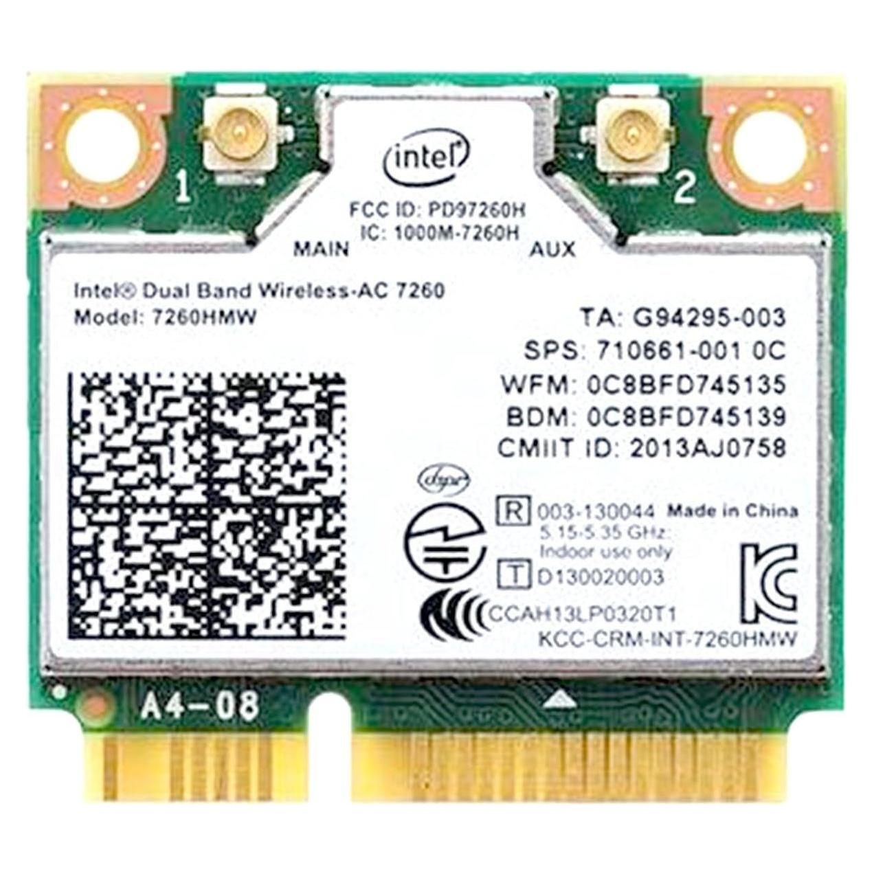 Tarjeta WiFi Intel Dual Band 7260 802.11ac 867Mbps Mini PCIe
