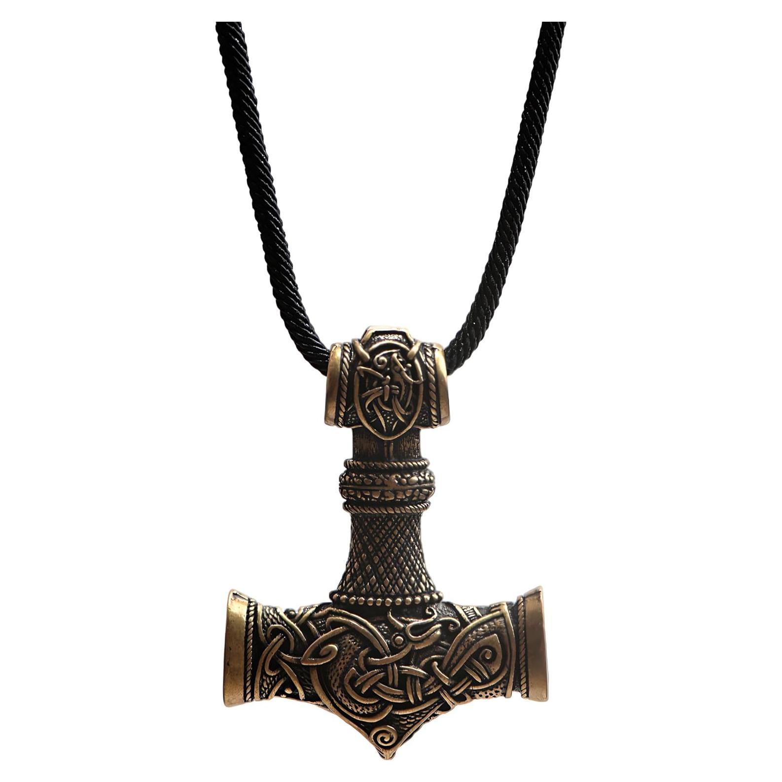 Collar Martillo Thor Mjolnir Bronce Antiguo 40mm Joyería Vikinga