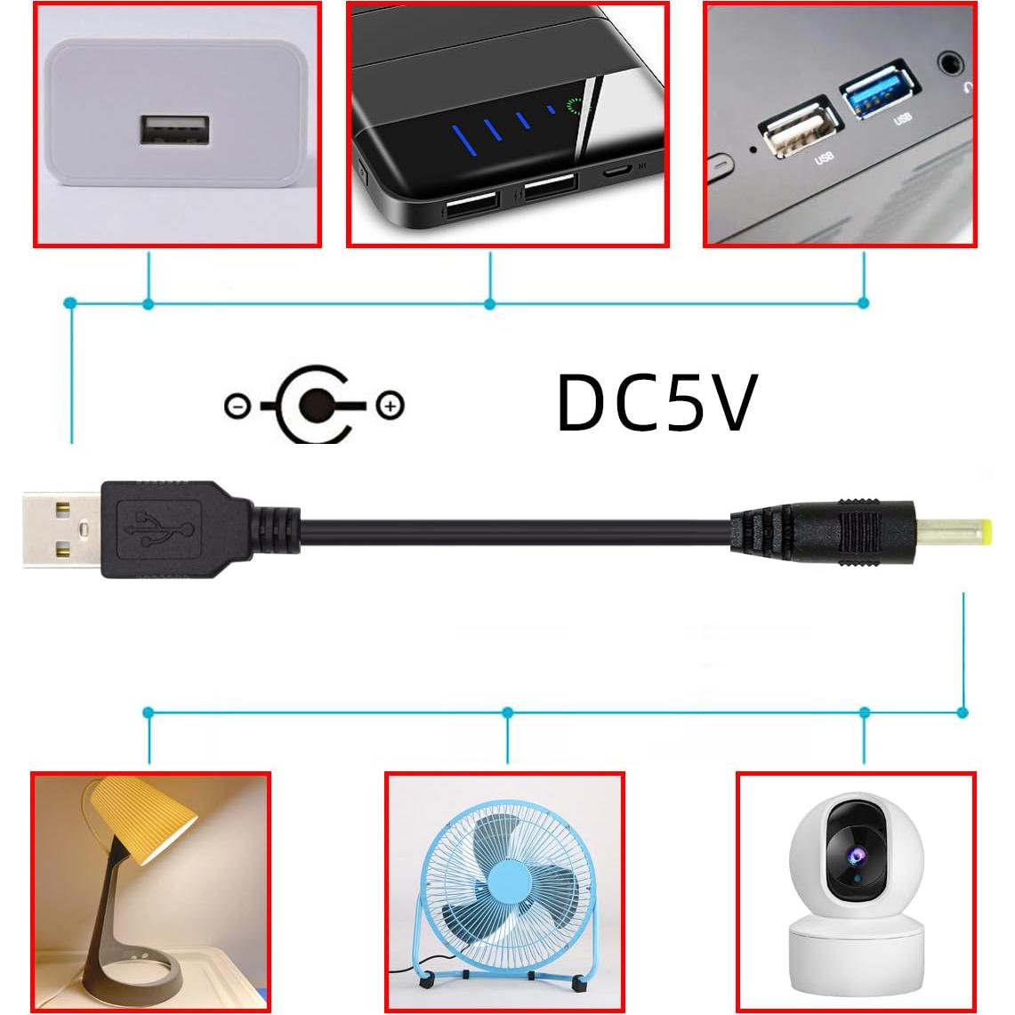 Cable de Carga USB 2.0 Macho A a Barrel DC 5V 2.5x0.7mm CY