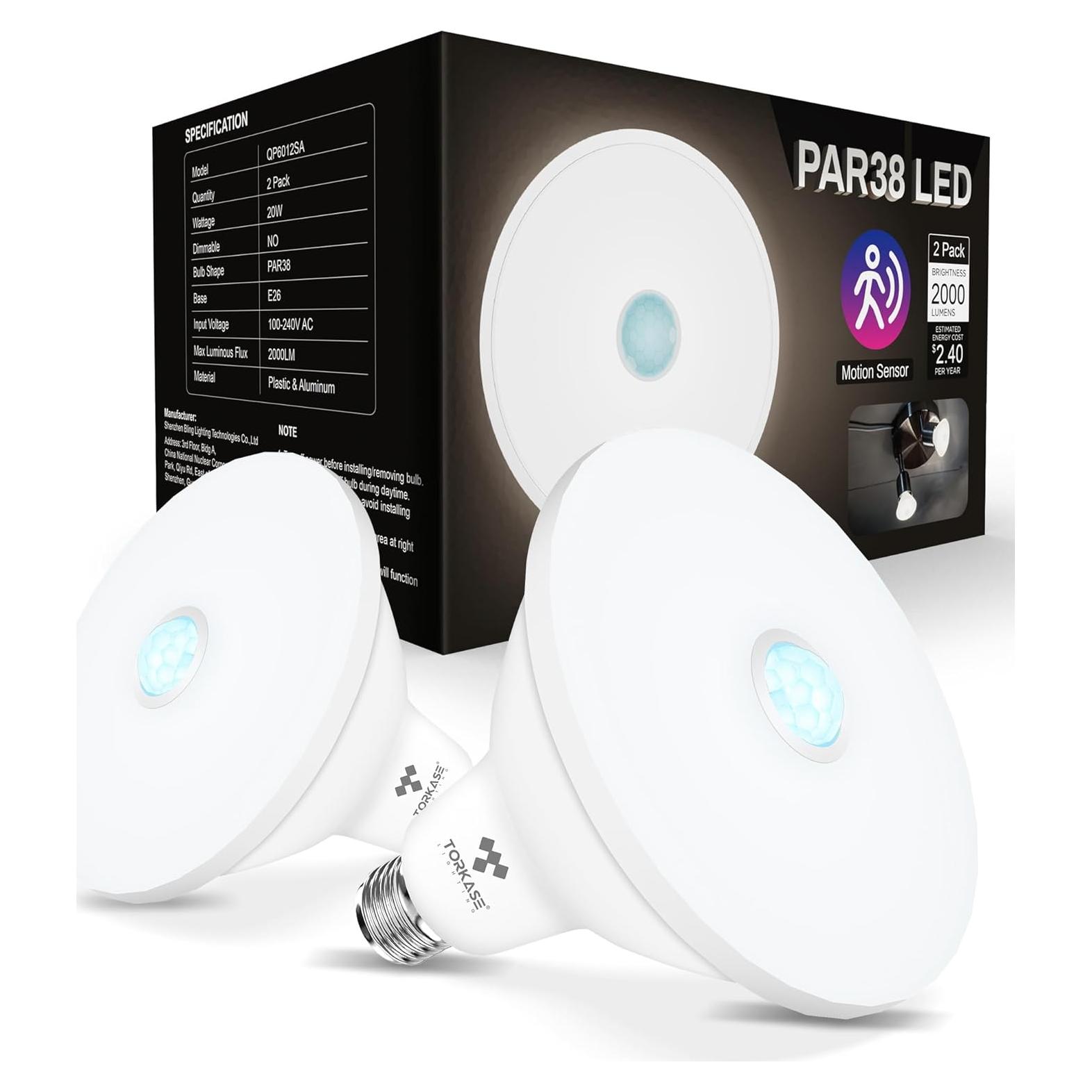 Bombillas LED Torkase PAR38 con Sensor de Movimiento 20W 2000LM