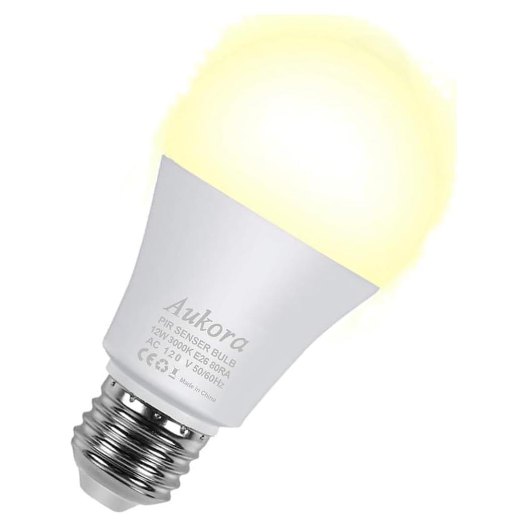 Bombilla LED con Sensor de Movimiento Aukora 12W E26 Blanco Cálido