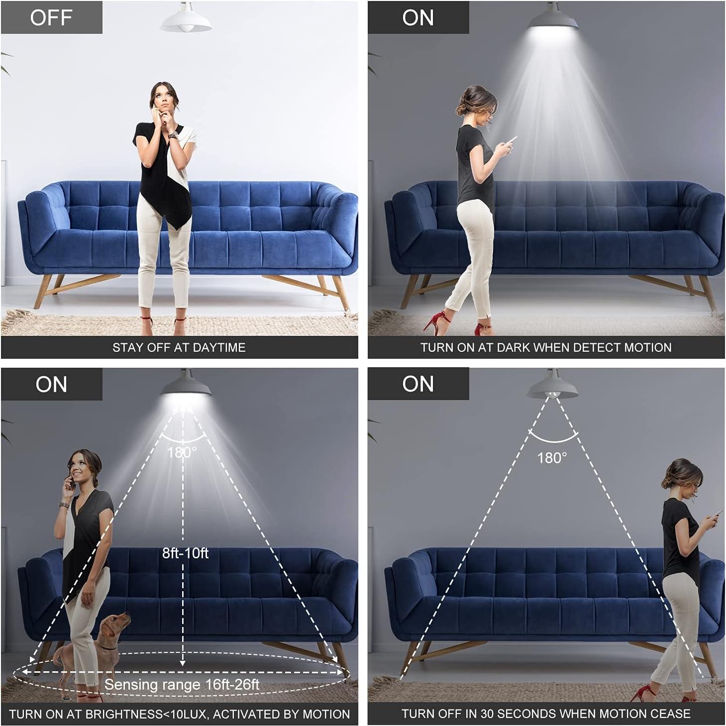 Bombilla LED McDen con Sensor de Movimiento E26 6000K 4 Pzas