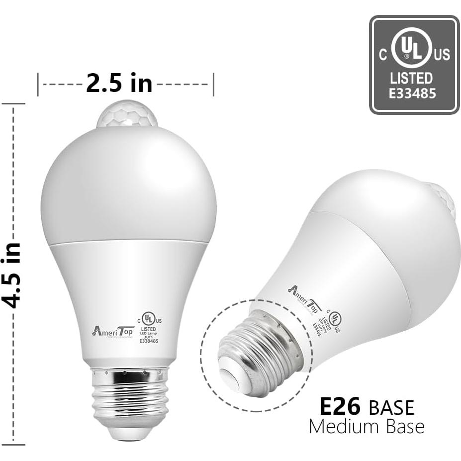 Bombilla LED AmeriTop A19 con Sensor de Movimiento 10W 806lm