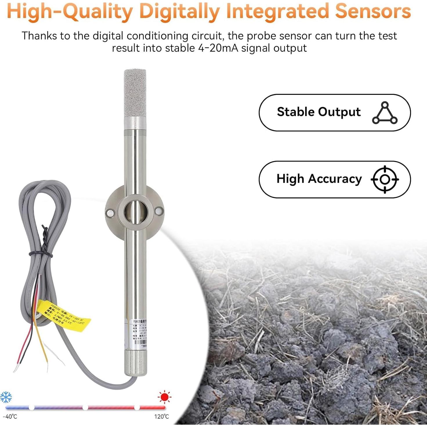 Sensor de Humedad y Temperatura FG6020 IP68 4-20mA 15-30V CC
