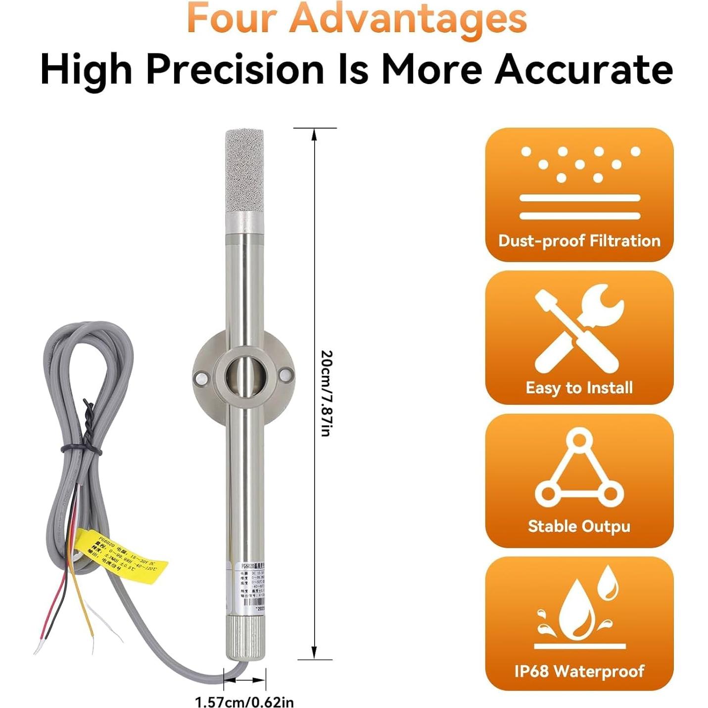 Sensor de Humedad y Temperatura FG6020 IP68 4-20mA 15-30V CC