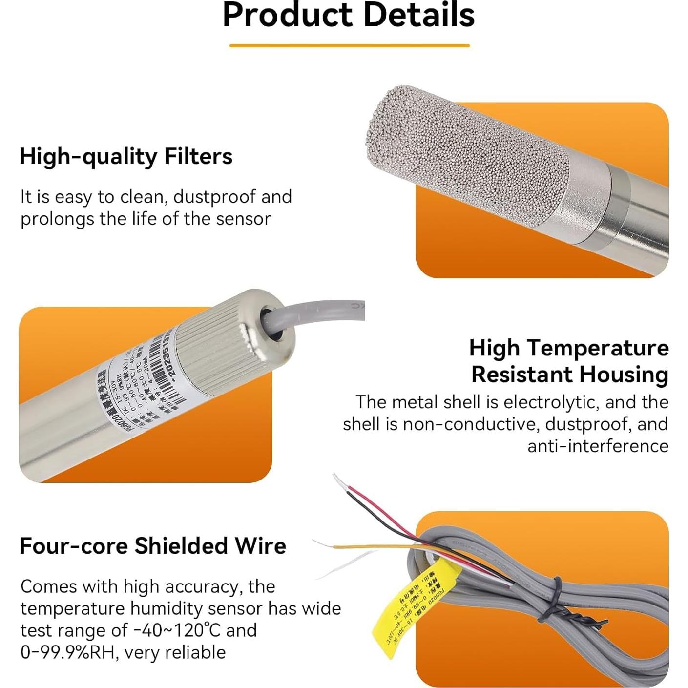 Sensor de Humedad y Temperatura FG6020 IP68 4-20mA 15-30V CC