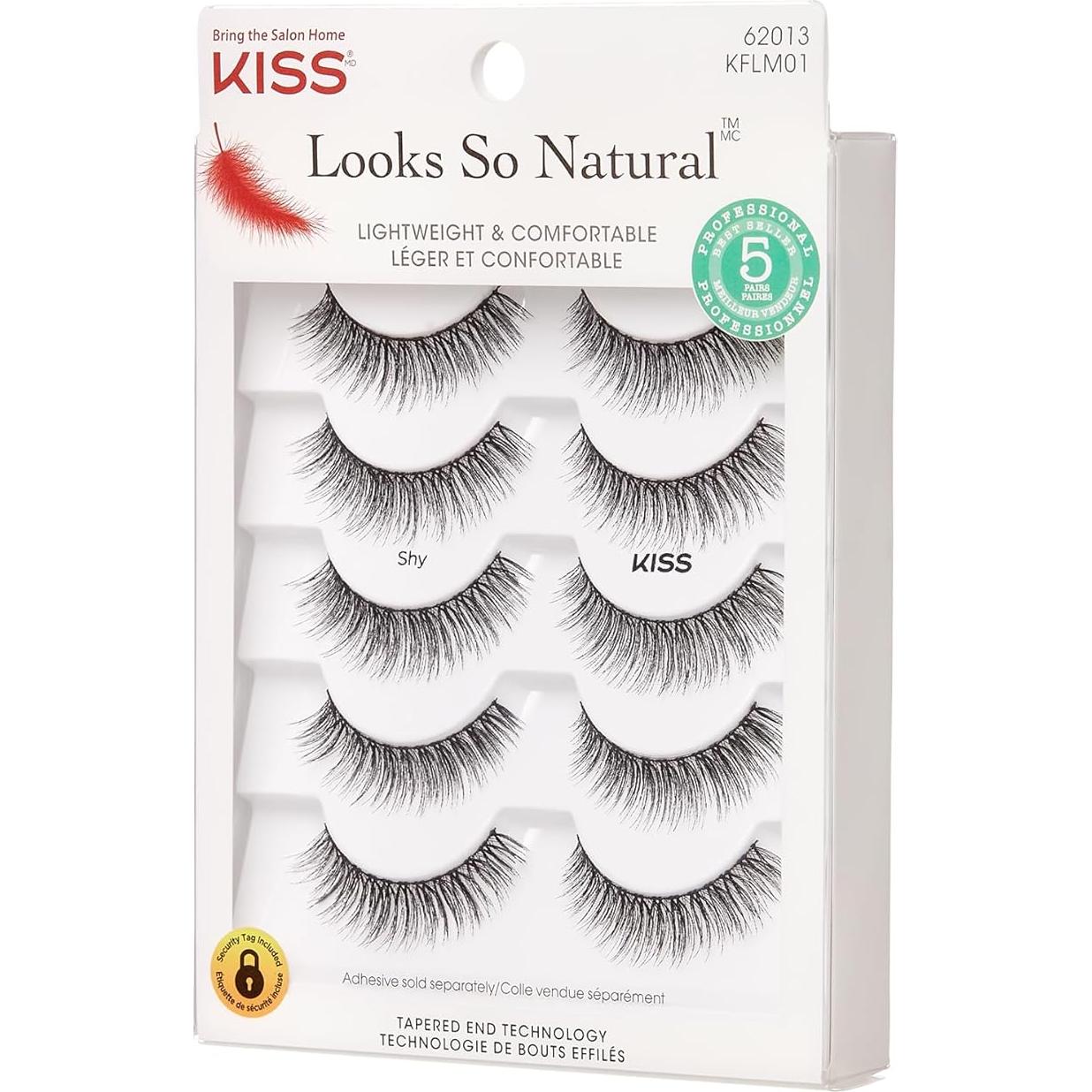Pestañas Postizas KISS Se Ve Tan Natural Tímido 12 mm 5 Pares