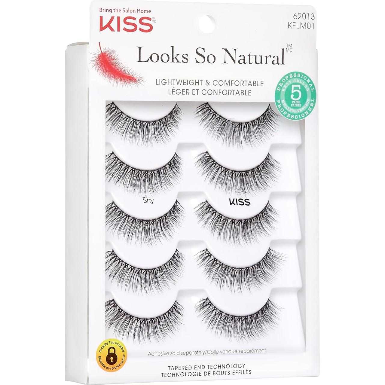 Pestañas Postizas KISS Se Ve Tan Natural Tímido 12 mm 5 Pares