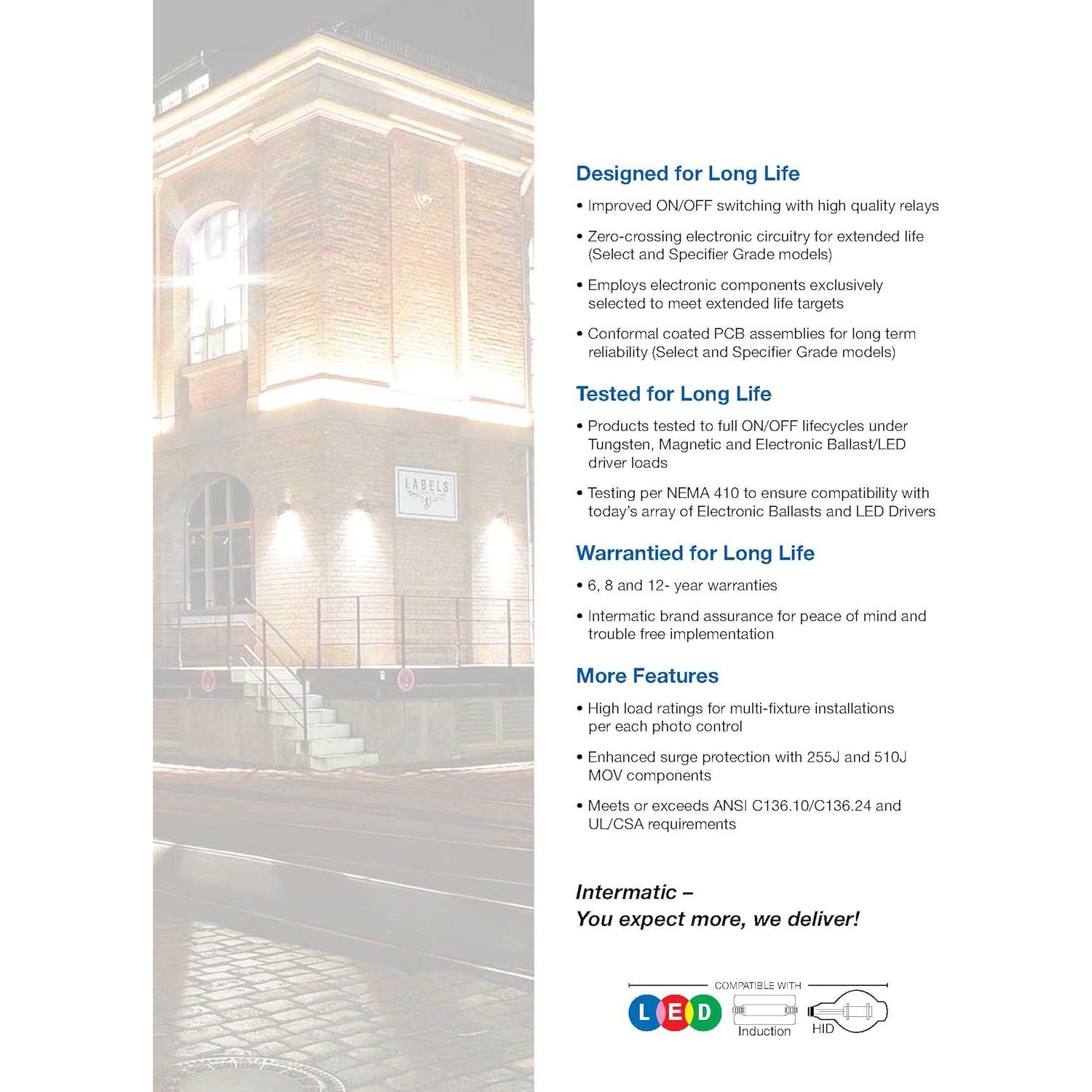 Fotocontrol Electrónico Intermatic EK4136S 1000W para LED y HID