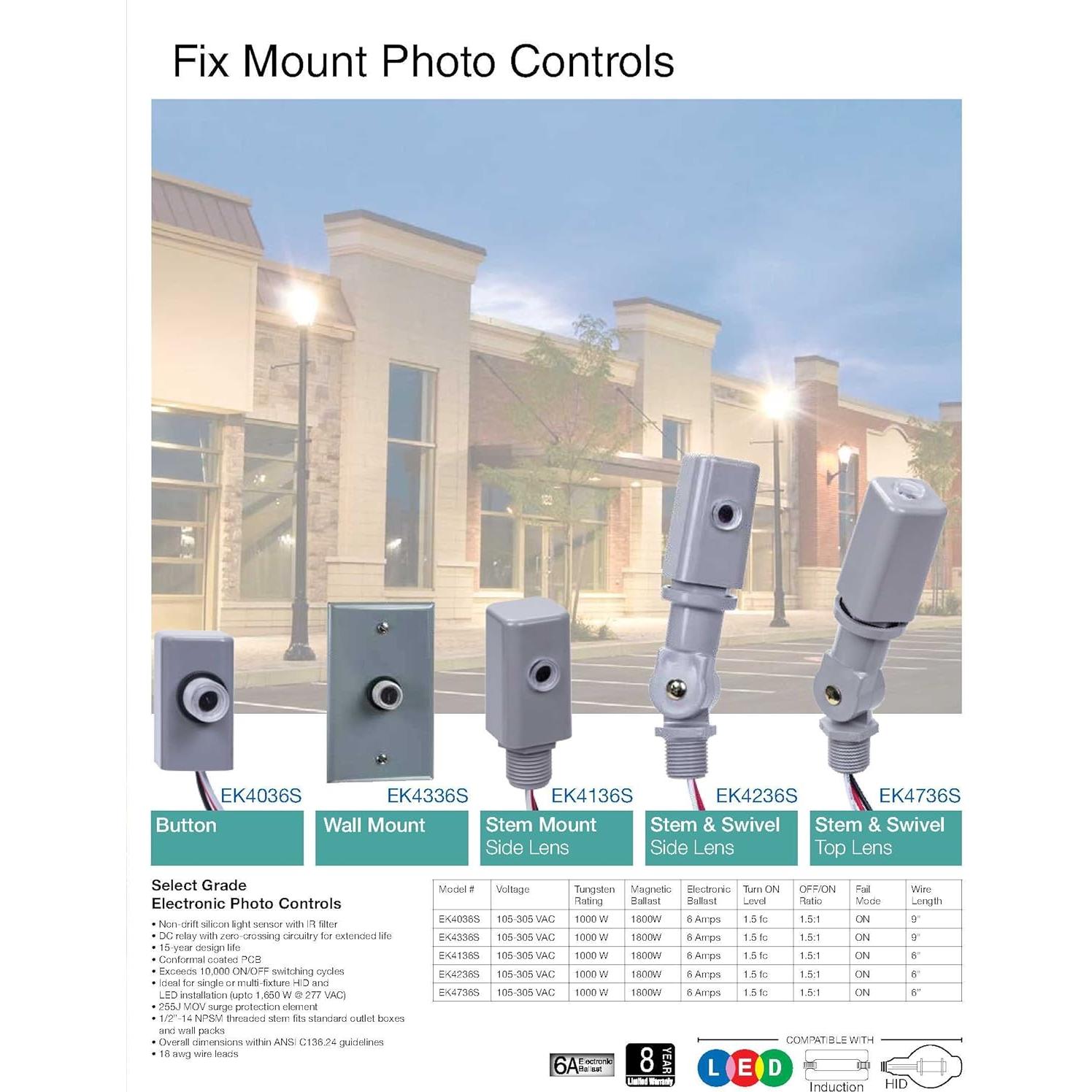 Fotocontrol Electrónico Intermatic EK4136S 1000W para LED y HID