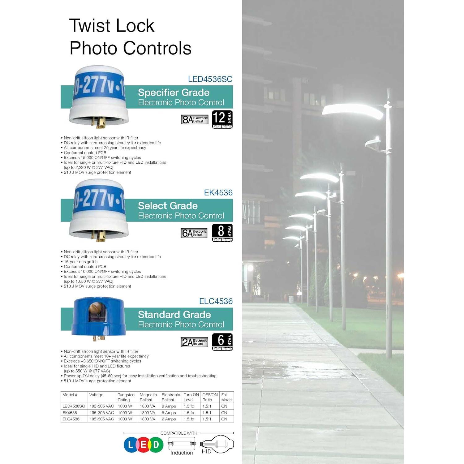 Fotocontrol Electrónico Intermatic EK4136S 1000W para LED y HID