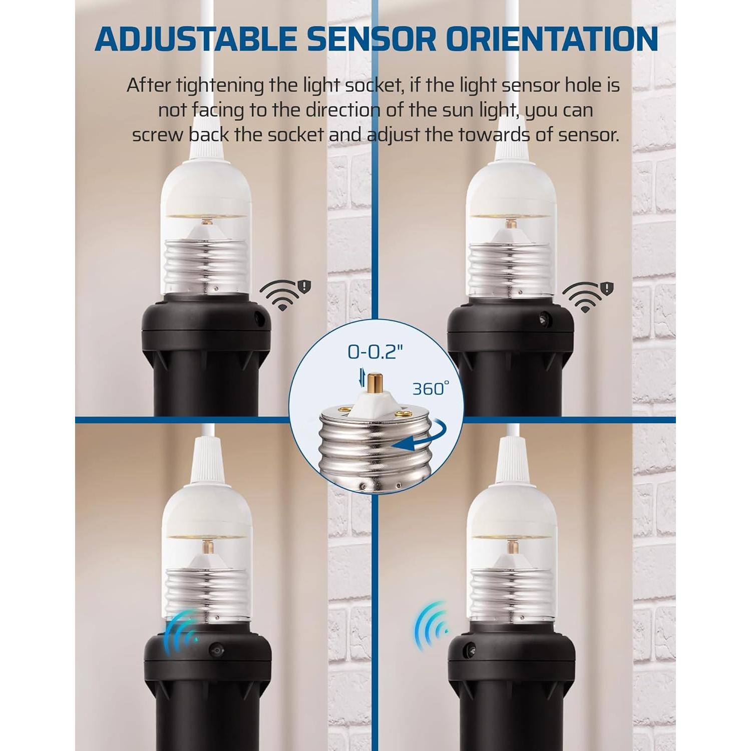 Adaptador de Enchufe con Sensor de Luz DEWENWILS E26/E27 - 2 Unidades
