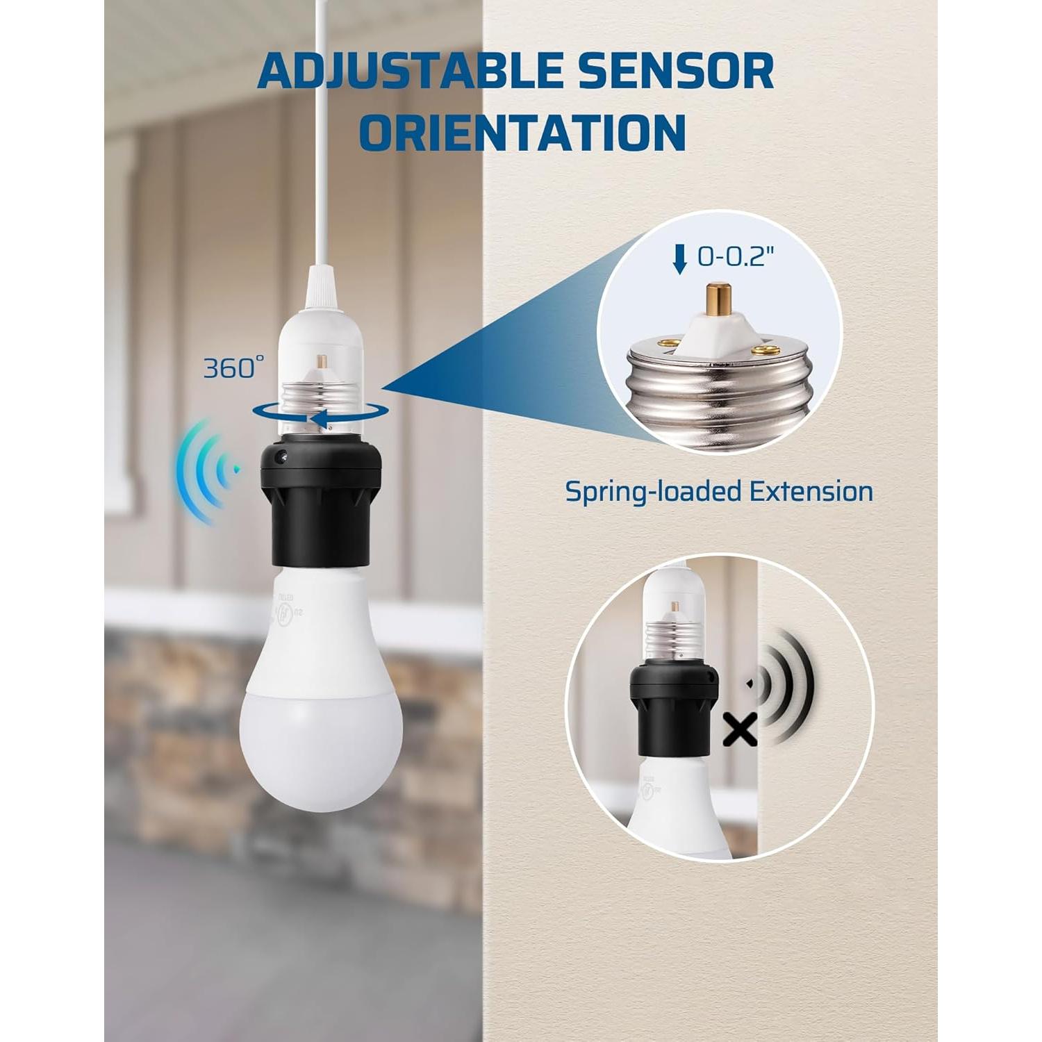 Adaptador de Enchufe con Sensor de Luz DEWENWILS E26/E27 - 2 Unidades