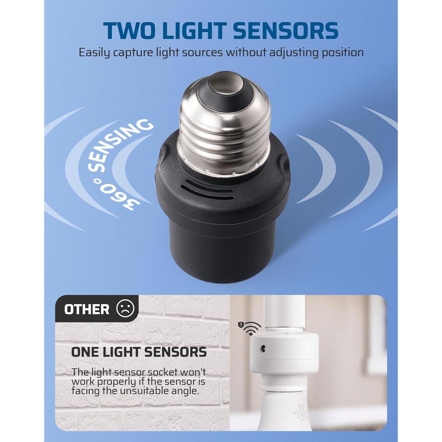 Enchufe con Sensor de Luz DEWENWILS E26/E27 Paquete de 4